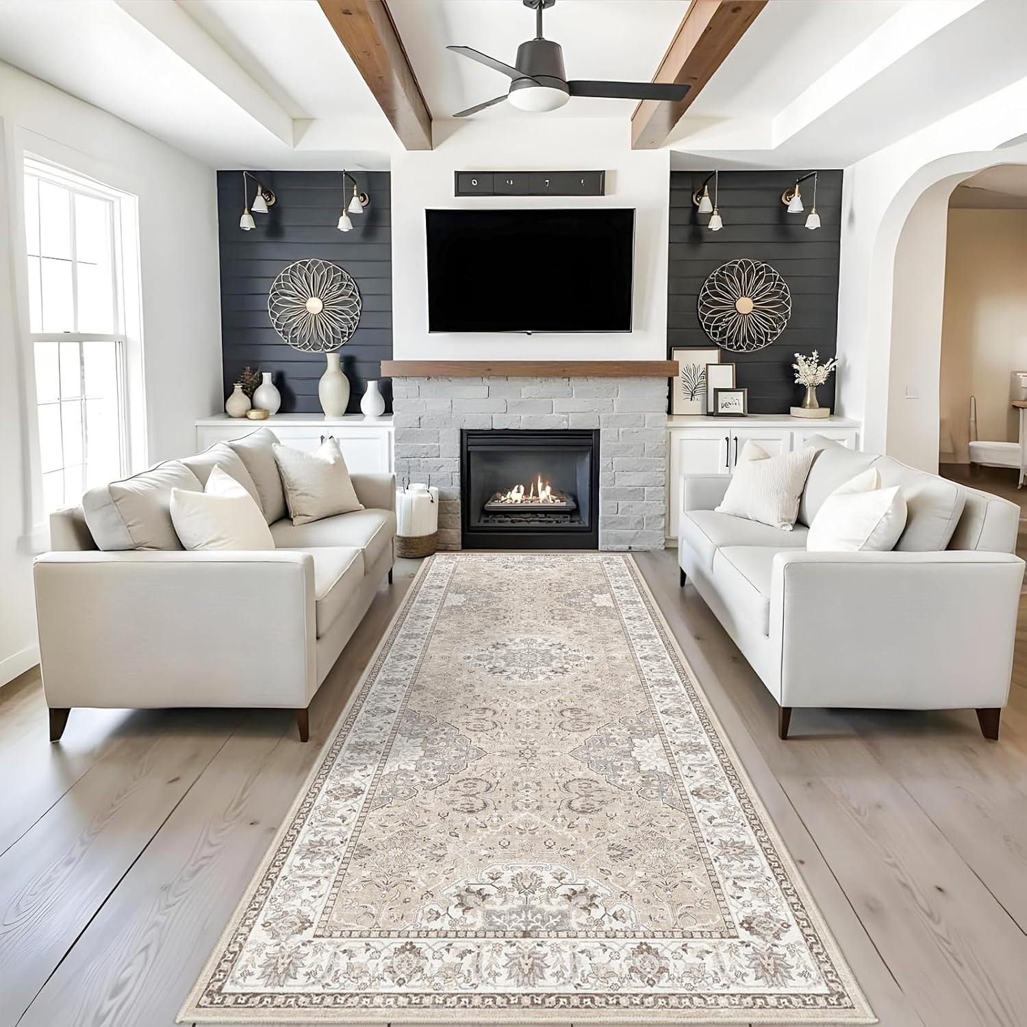 HY HAO YUN LAI Washable Large 9x12 Area Rug: Living Room Oriental Non Slip Soft Rugs Indoor Low Pile Stain Resistant Carpet for Bedroom Dining Room