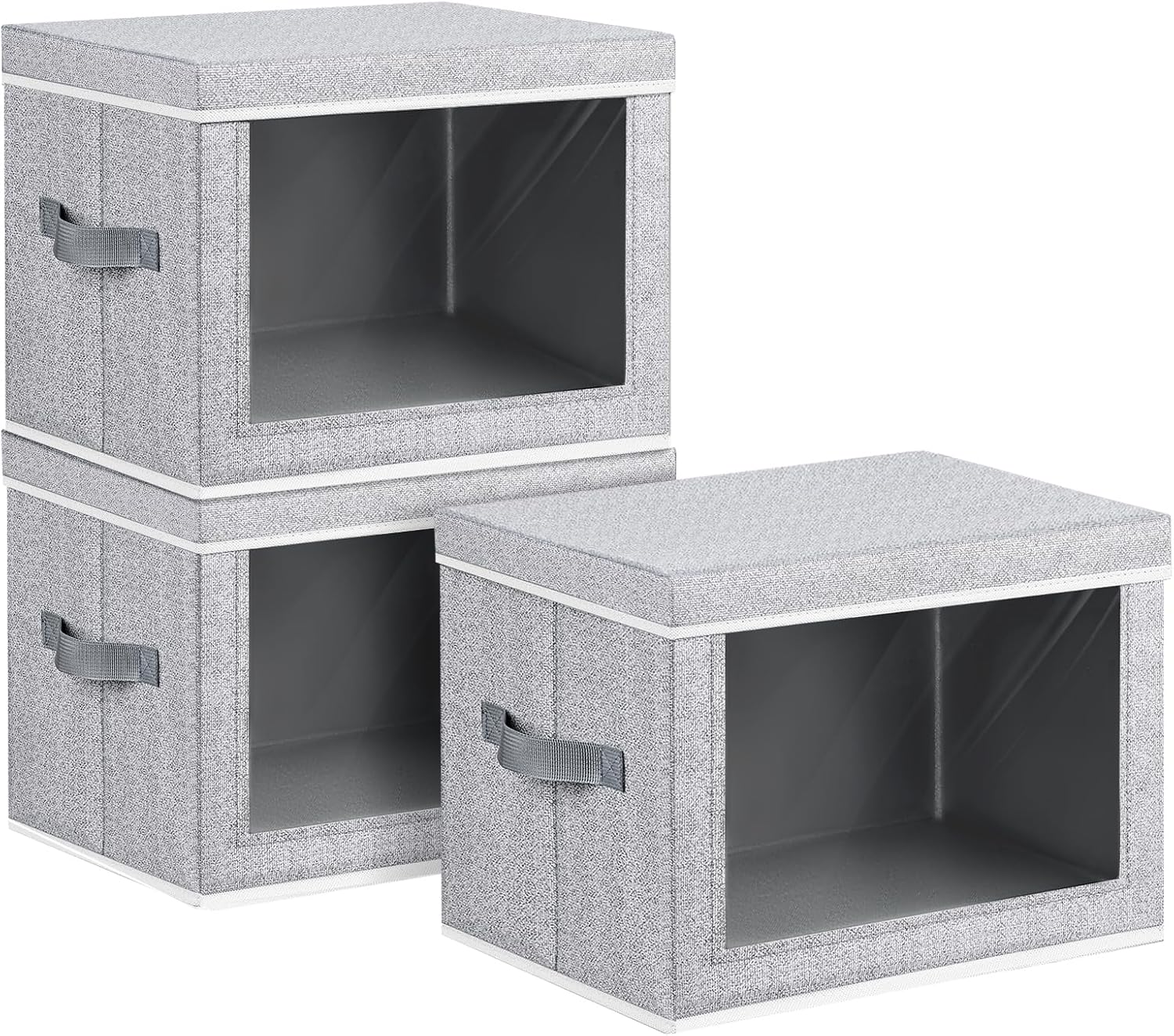 Homsorout Storage Bins with Lids - Large Decorative Basket with Lids, Fabric Foldable Closet Organizer Bins, Stackable Shelf Organizer for Living Room