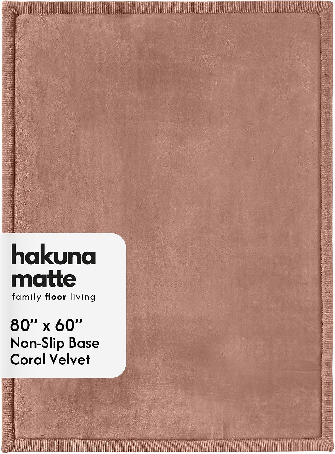 Hakuna Matte CloudSoft Mat for Floor 60" x 80" Beige, Coral Velvet high-density foam Rug - Non-Slip, Water-Resistant