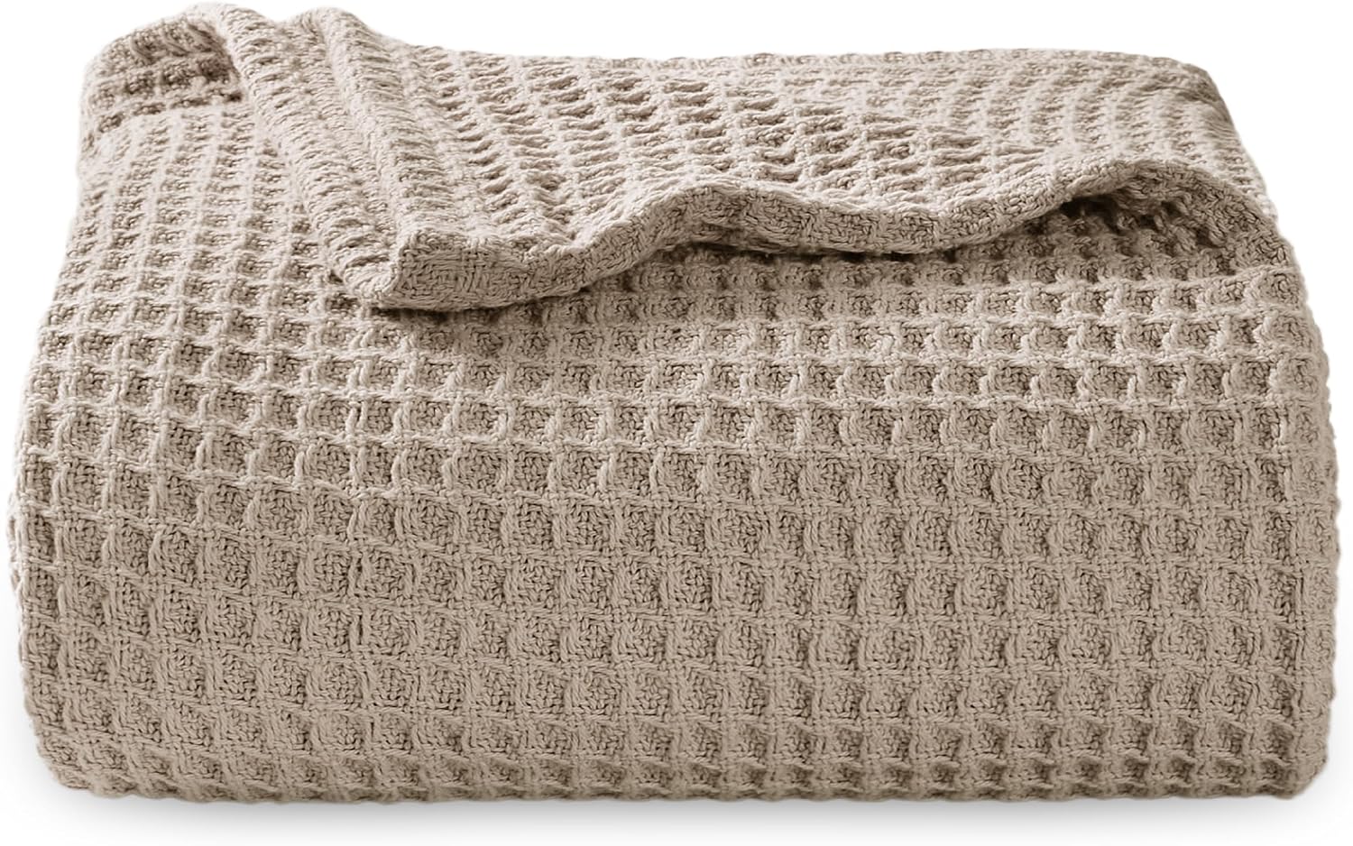 Bedsure 100% Cotton Blanket King Size for Bed - Cooling Breathable and Soft for Summer, Thick Cozy Waffle Weave Blanket Gifts for Women, White