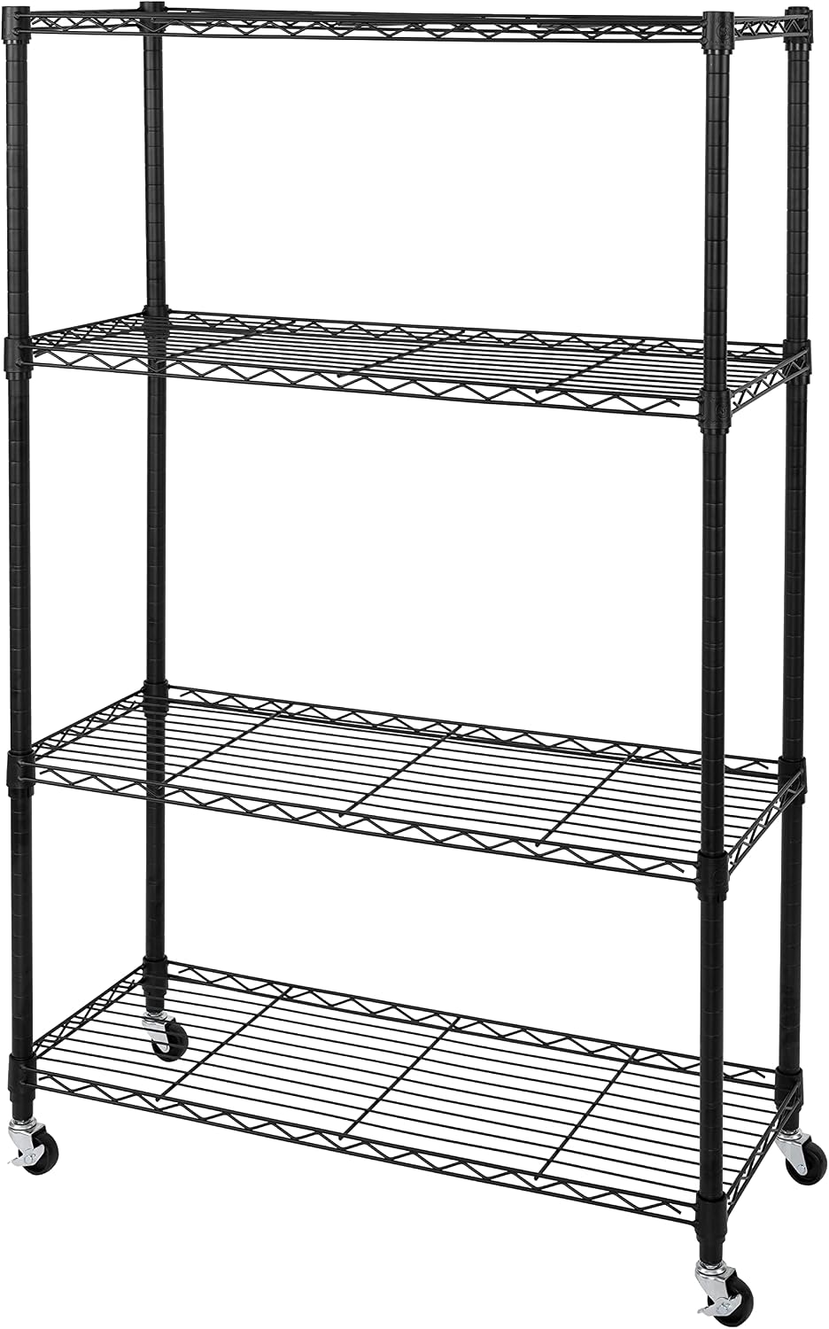 5-Tier Steel Wire Shelving, 30" W x 14" D x 61.5" H, Black, Durable solid steel wire storage rack with adjustable shelves featuring 300 pounds per