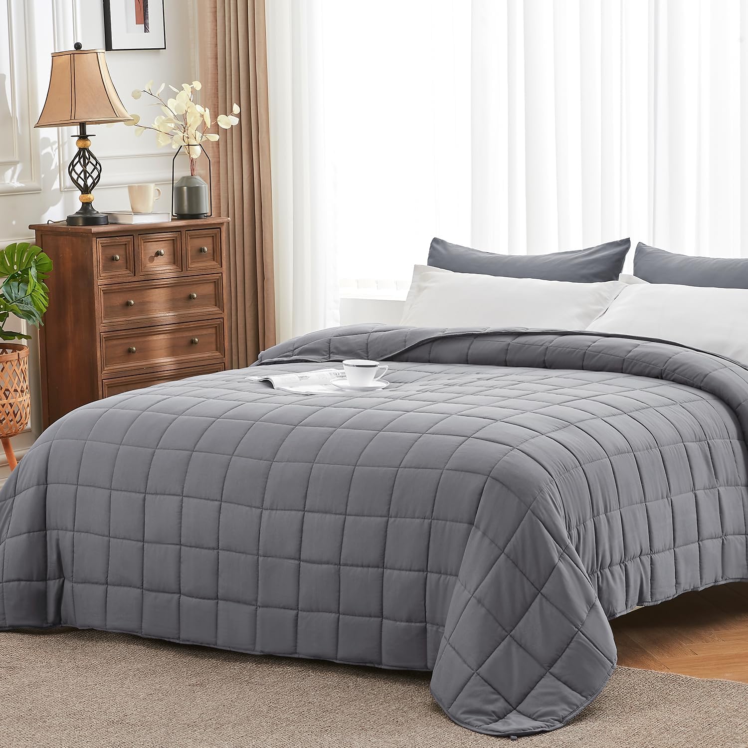 BETU Weighted Blanket for Adults 15lbs, 48"x72", Twin Full Size Cooling Heavy Throw Blanket for 140-160lbs
