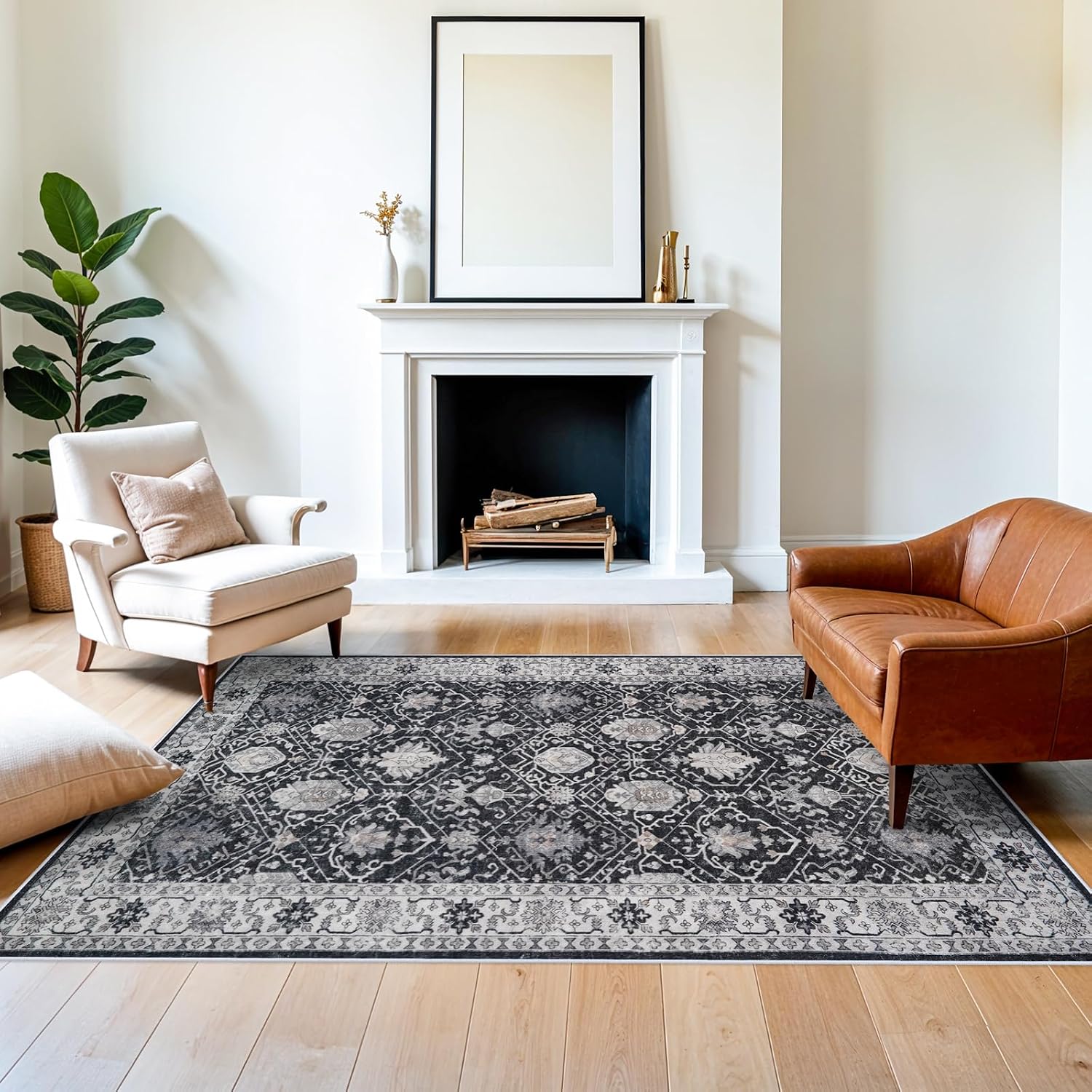 HY HAO YUN LAI Washable Large 9x12 Area Rug: Living Room Oriental Non Slip Soft Rugs Indoor Low Pile Stain Resistant Carpet for Bedroom Dining Room