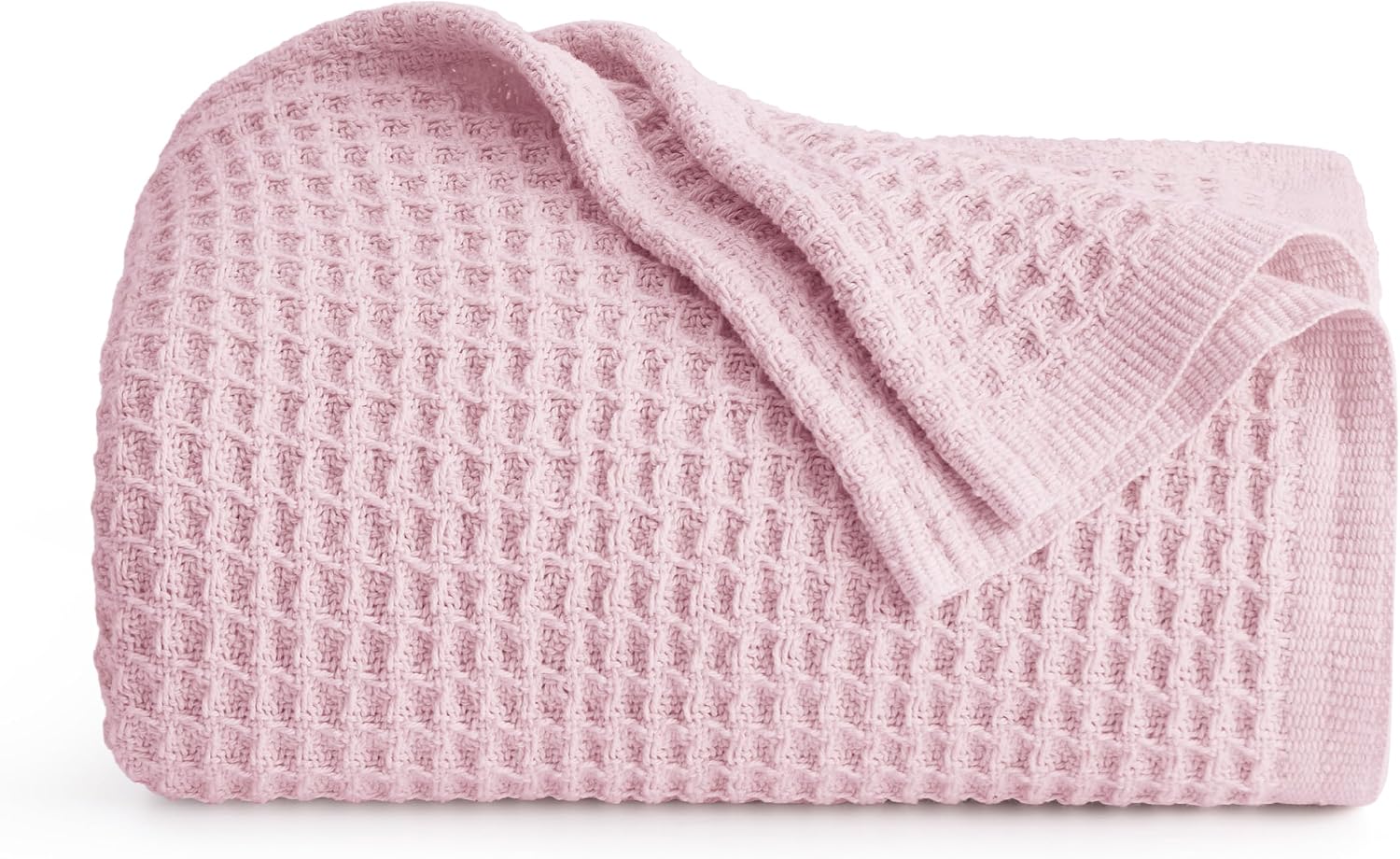 Bedsure 100% Cotton Blanket King Size for Bed - Cooling Breathable and Soft for Summer, Thick Cozy Waffle Weave Blanket Gifts for Women, White
