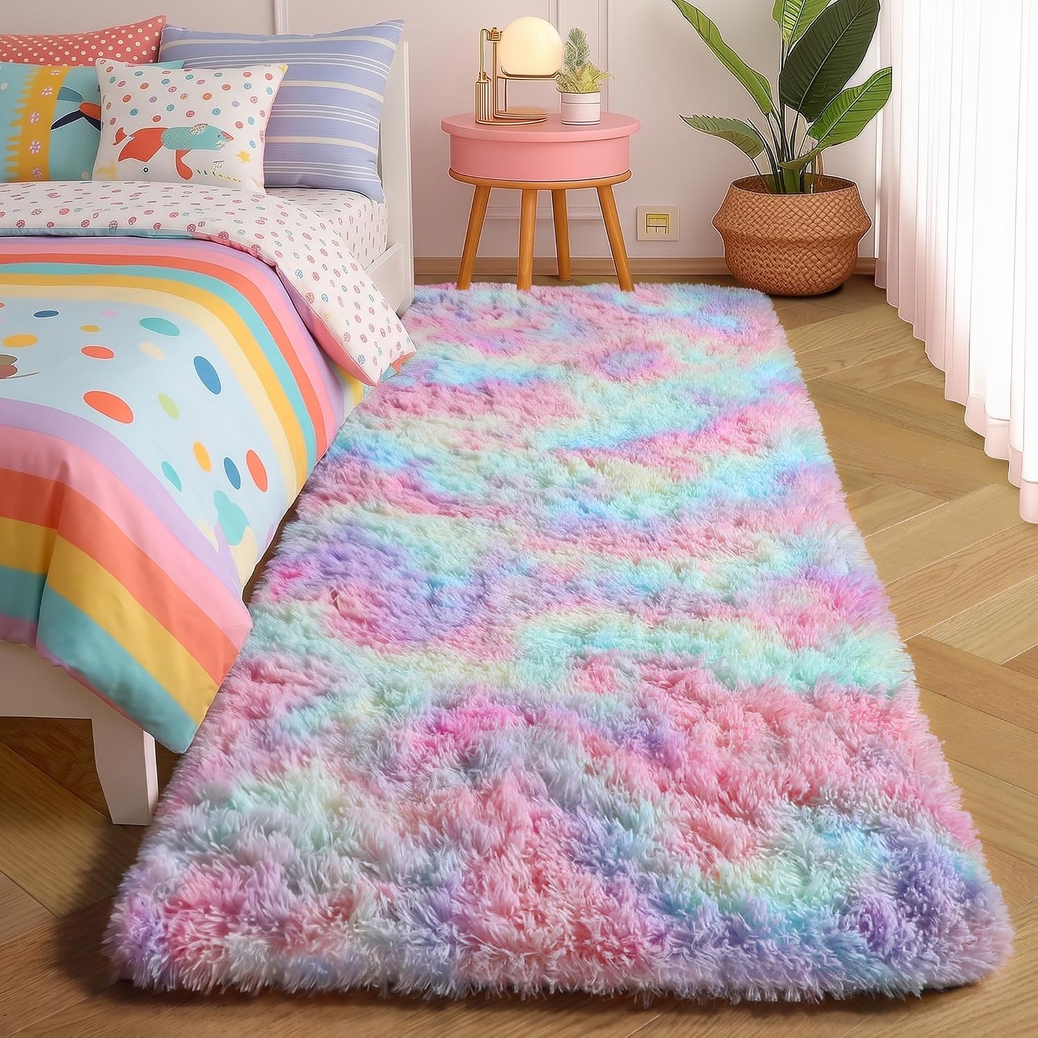 Amdrebio Grass Green Rugs for Living Room Bedroom Decor Aesthetic, 9x12 Large Fluffy Shag Area Rug for Kids Room Baby Nursery Teen Girls Boys