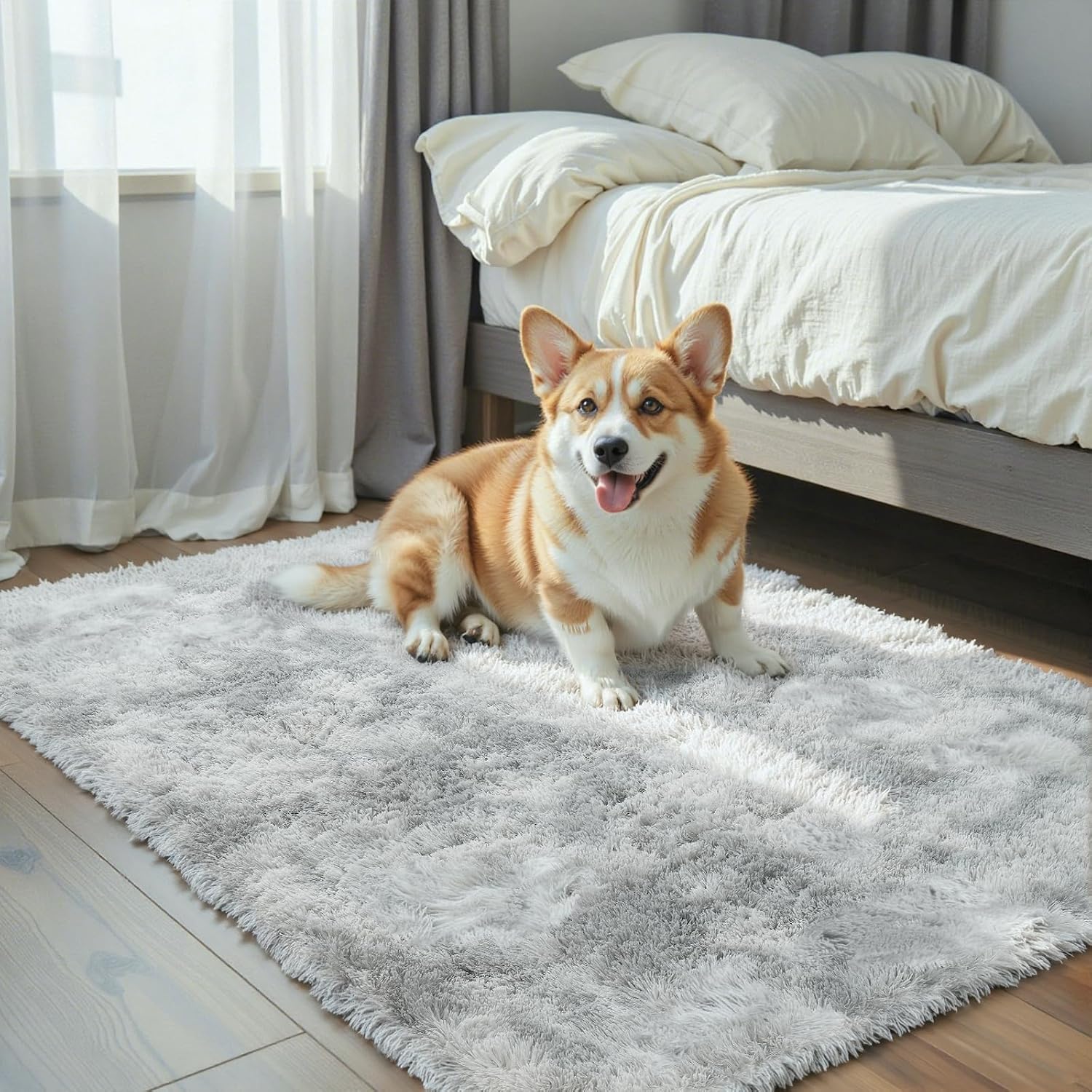 junhejiamei Area Rugs 9x12 Living Room, Large Area Rug Shaggy Carpet Soft Plush Furry Bedside Rug