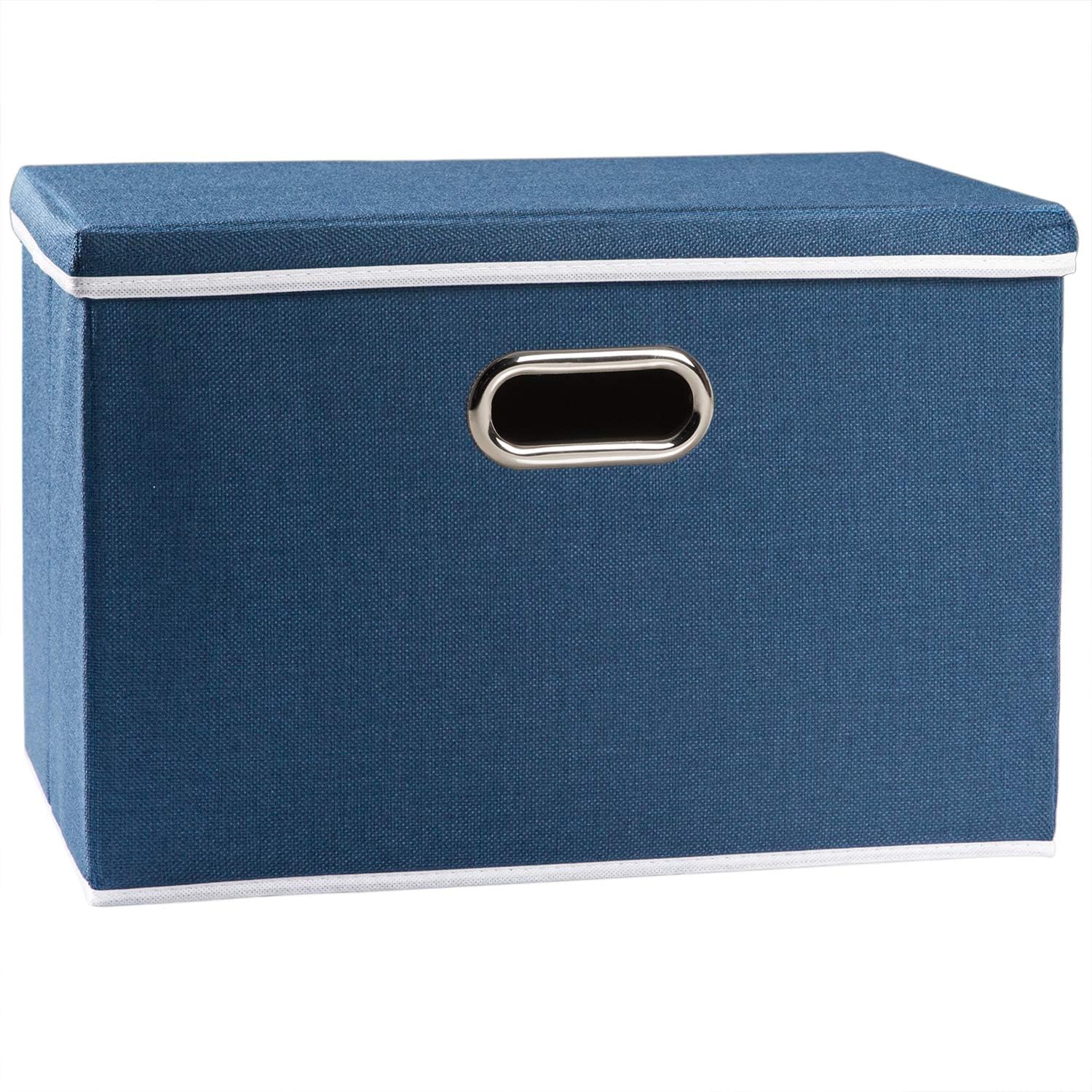 PRANDOM Large Collapsible Storage Bins with Lids 3-Pack Linen/Cotton Blend Foldable Storage Boxes Organizer Containers Baskets Cube with Cover for