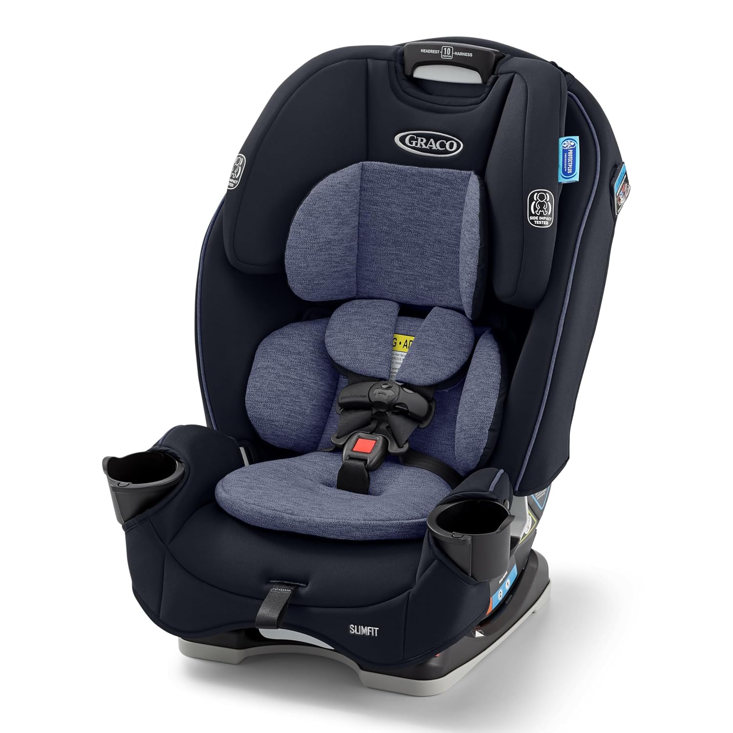 Graco Slimfit 3-in-1 Convertible Car Seat, Slim Car Seat with Space-Saving Design, Highback Booster Seat with 10-Position Headrest