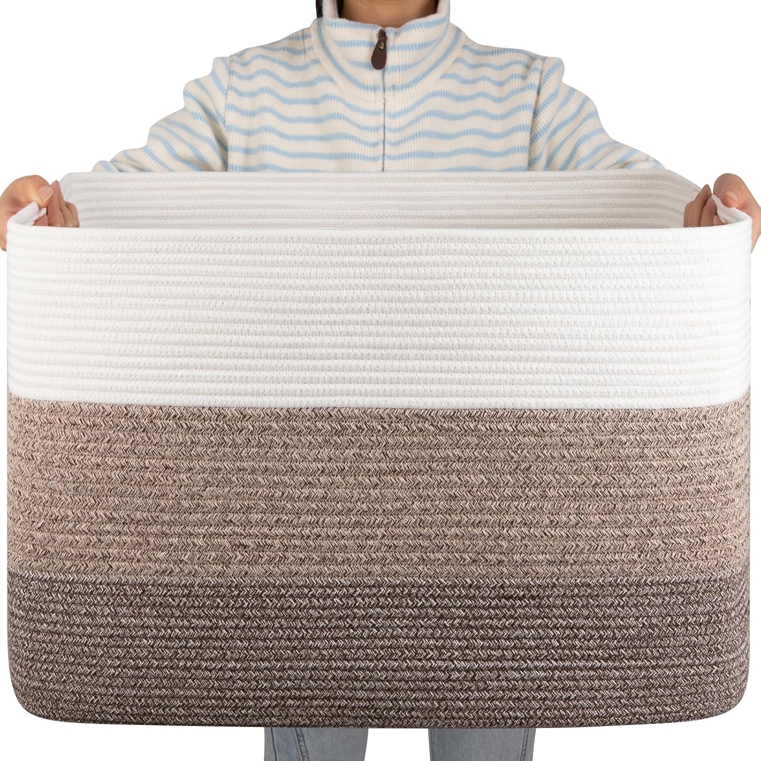 OIAHOMY Large Blanket Basket, 22"x17"x12" Laundry Baskets, Nursery Blanket Storage Living Room, Toy Storage With Handle