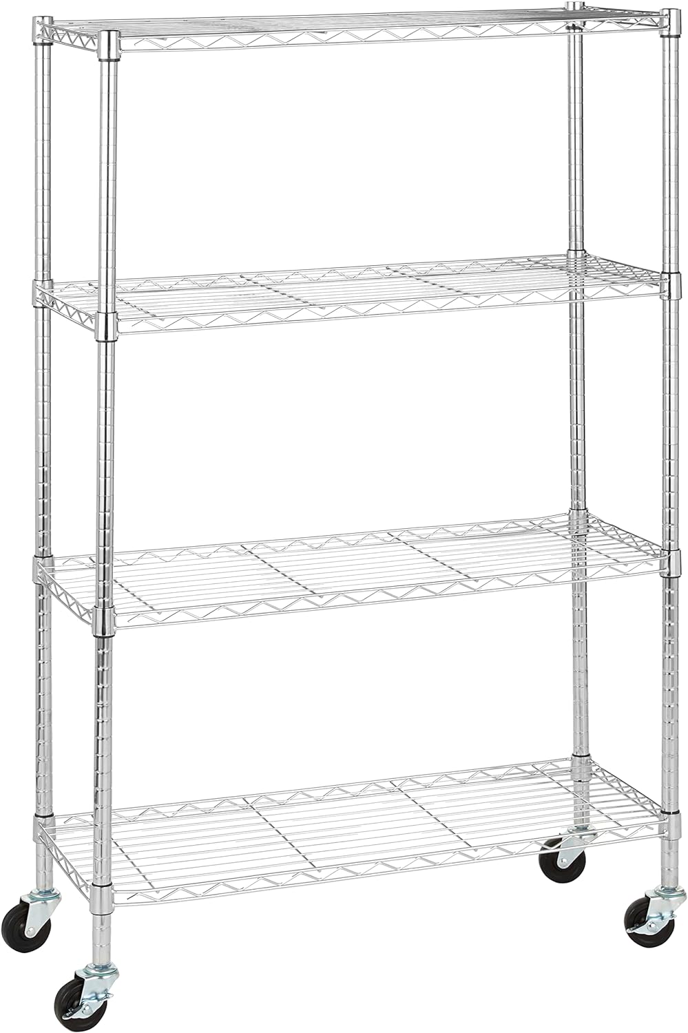 Amazon Basics 5-Shelf Adjustable, Heavy Duty Storage Shelving Unit on 4" Wheel Casters, Easy to Move Portable Wire Shelving