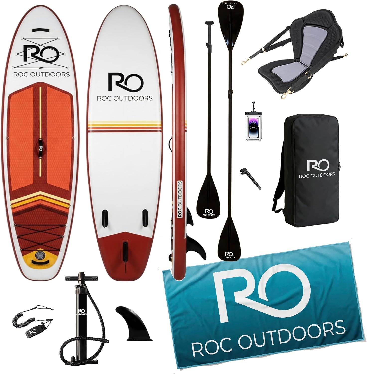 Roc Inflatable Stand Up Paddle Board 10' 6" with Premium SUP Paddle Board Accessories, Wide Stable Design, Non-Slip Comfort Deck for Youth and Adults