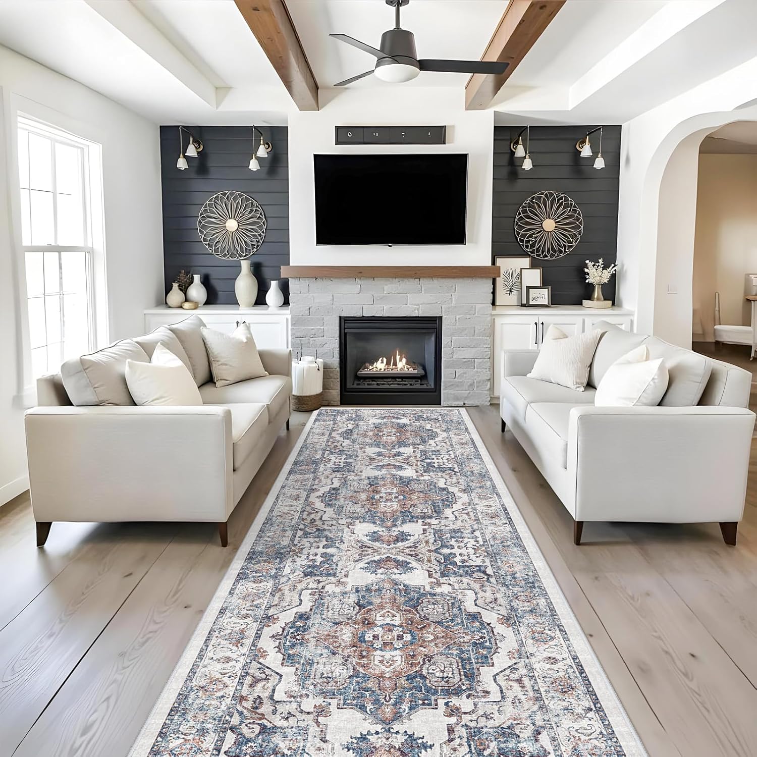 HY HAO YUN LAI Washable Large 9x12 Area Rug: Living Room Oriental Non Slip Soft Rugs Indoor Low Pile Stain Resistant Carpet for Bedroom Dining Room