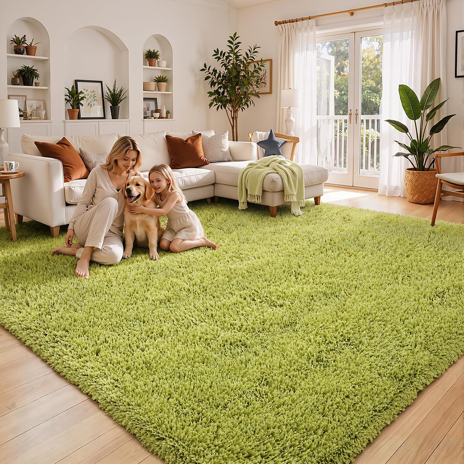 junhejiamei Area Rugs 9x12 Living Room, Large Area Rug Shaggy Carpet Soft Plush Furry Bedside Rug