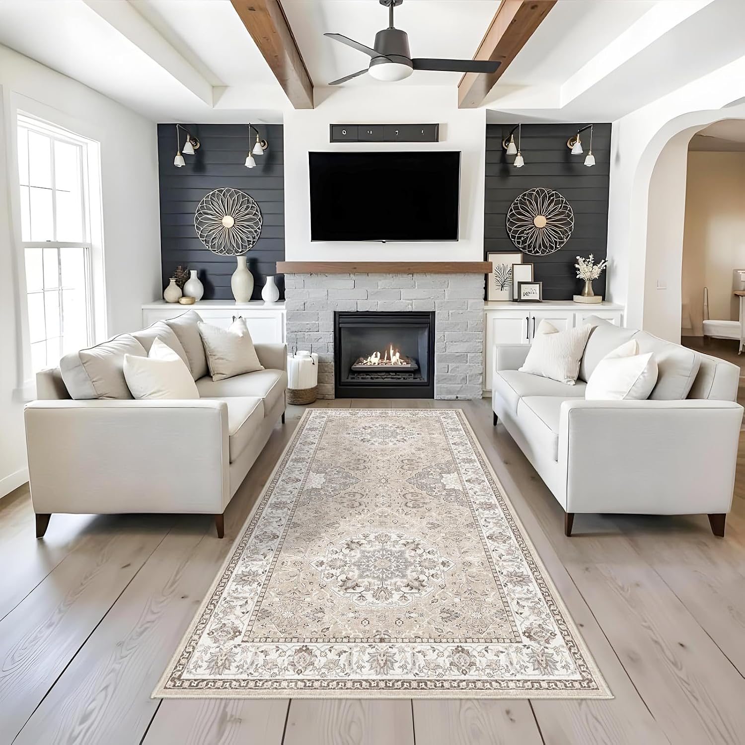 HY HAO YUN LAI Washable Large 9x12 Area Rug: Living Room Oriental Non Slip Soft Rugs Indoor Low Pile Stain Resistant Carpet for Bedroom Dining Room