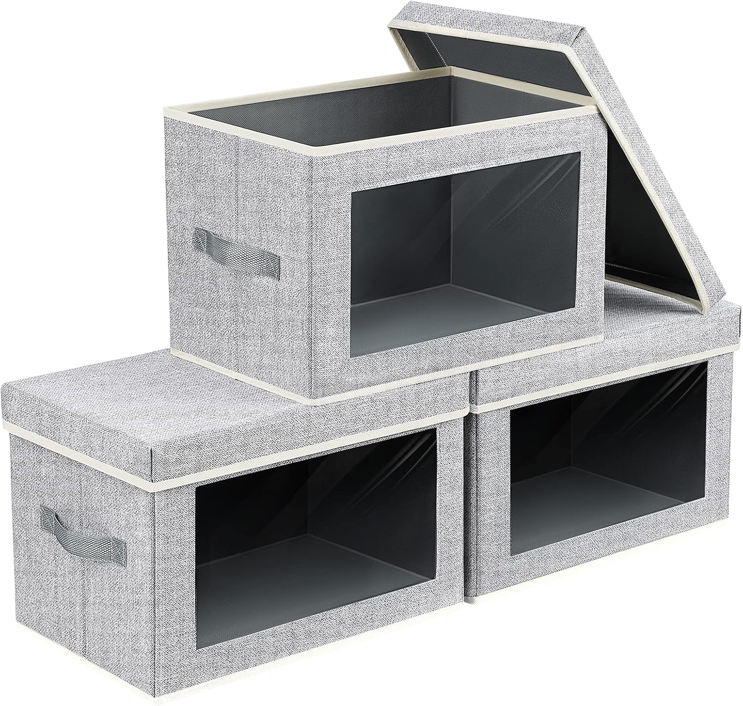 Homsorout Storage Bins with Lids - Large Decorative Basket with Lids, Fabric Foldable Closet Organizer Bins, Stackable Shelf Organizer for Living Room