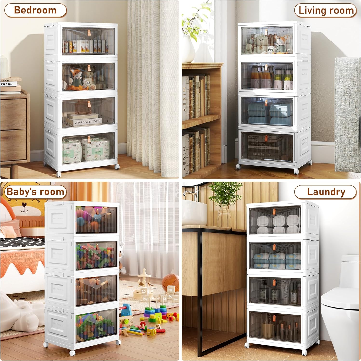 Wise Oannes Closet Organizers and storage, Storage cabinet with Wheels, Stackable Storage Bins with Wheels