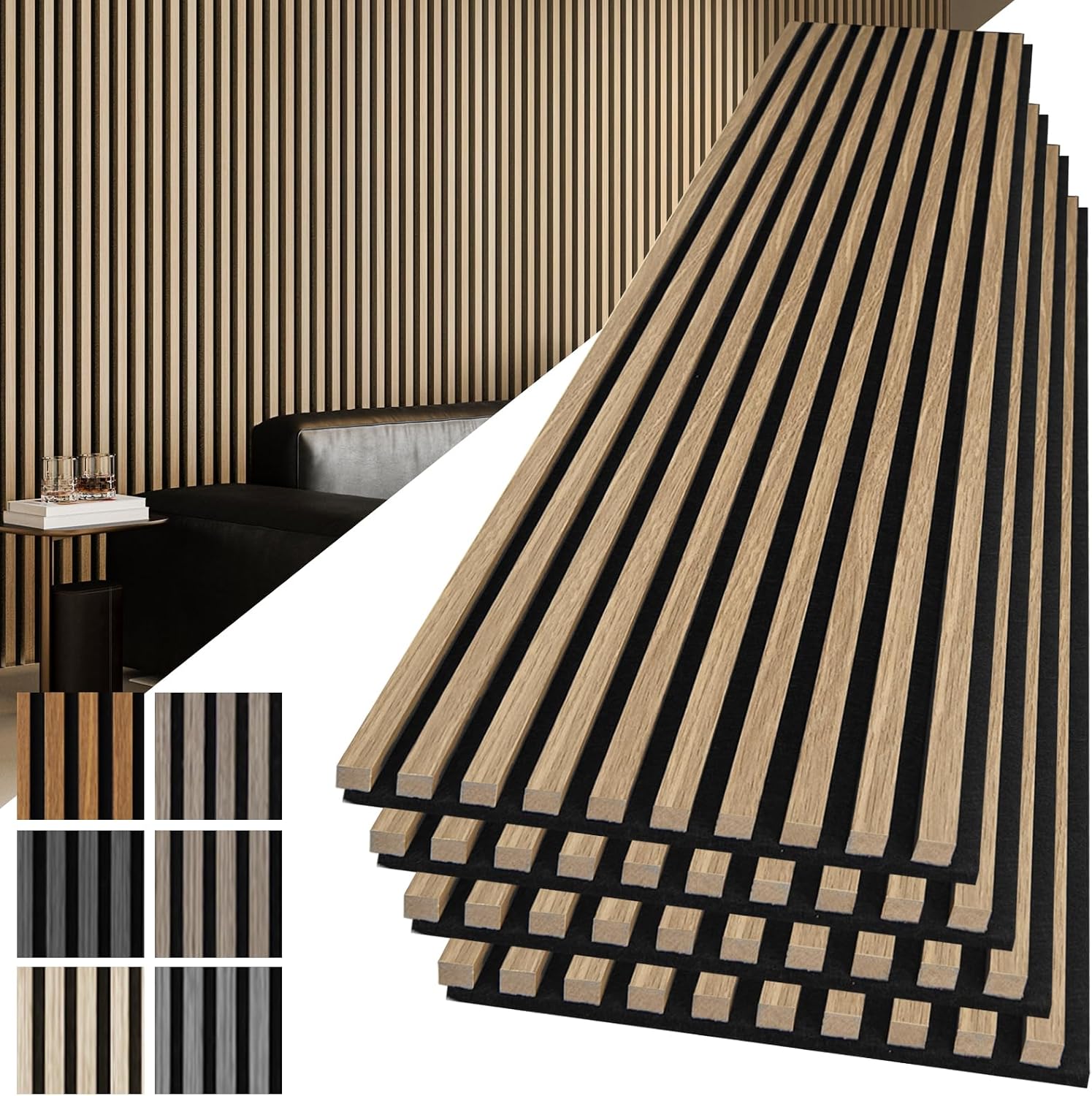 Art3d 2-Pack 108" x 12" Acoustic Wood Panels for Wall, Soundproof Wood Slat Panel for Wall and Ceiling
