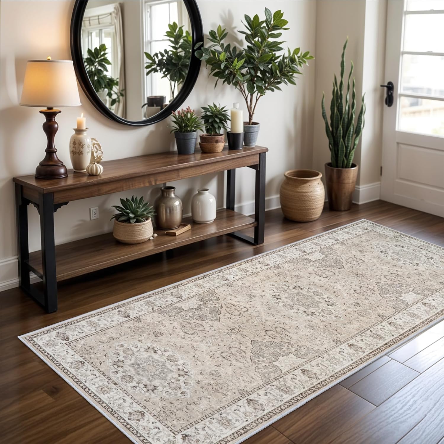 HY HAO YUN LAI Washable Large 9x12 Area Rug: Living Room Oriental Non Slip Soft Rugs Indoor Low Pile Stain Resistant Carpet for Bedroom Dining Room