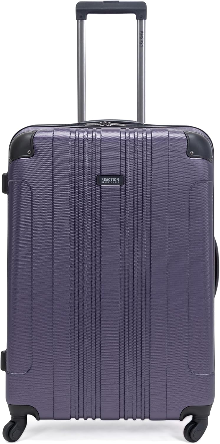 Kenneth Cole REACTION Out of Bounds Lightweight Hardshell 4-Wheel Spinner Luggage, Charcoal, 24-Inch Checked