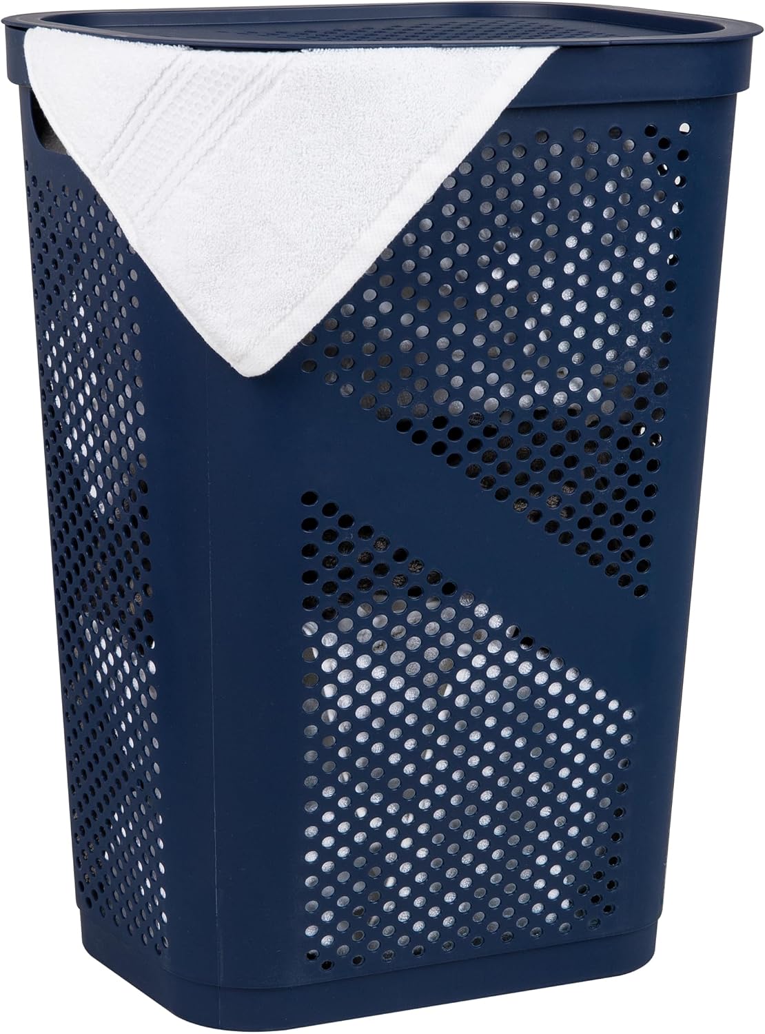 Mind Reader 60L Slim Laundry Hamper, Clothes Basket, Lid, Ventilated, Plastic, Set of 2, Tan