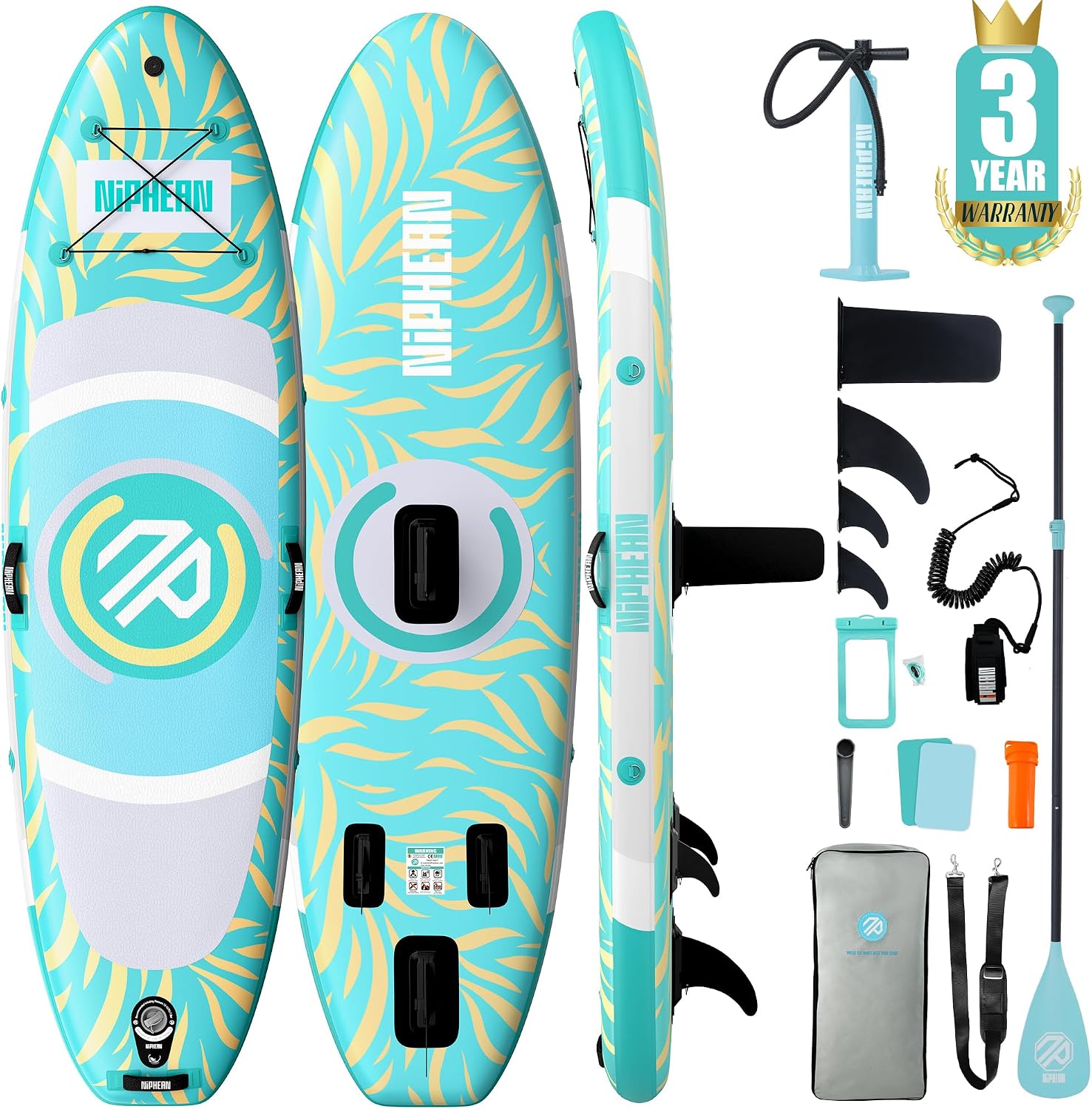 Niphean 10' Inflatable Paddle Board, Ultra-Light SUP for Beginners, Versatile Yoga Paddle Board with Durable SUP Accessories, 400lbs Capacity