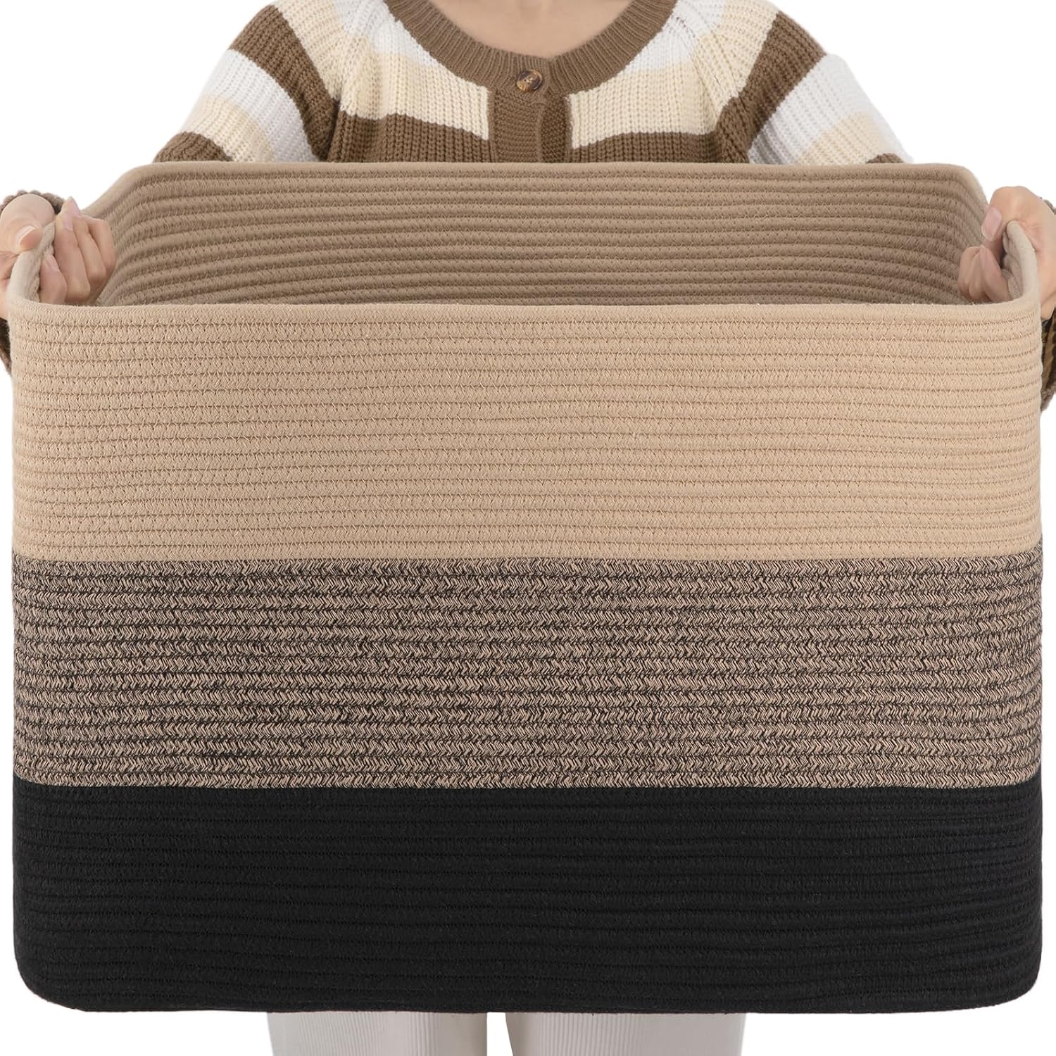 OIAHOMY Large Blanket Basket, 22"x17"x12" Laundry Baskets, Nursery Blanket Storage Living Room, Toy Storage With Handle
