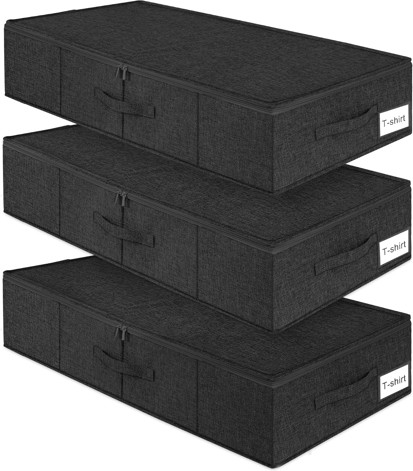 punemi 6 in Tall Under Bed Storage Containers with Firm Sides, 3Pack, Grey, Firm Sides, Top &Bottom, Stackable Design, for Blankets, Clothes and Toys