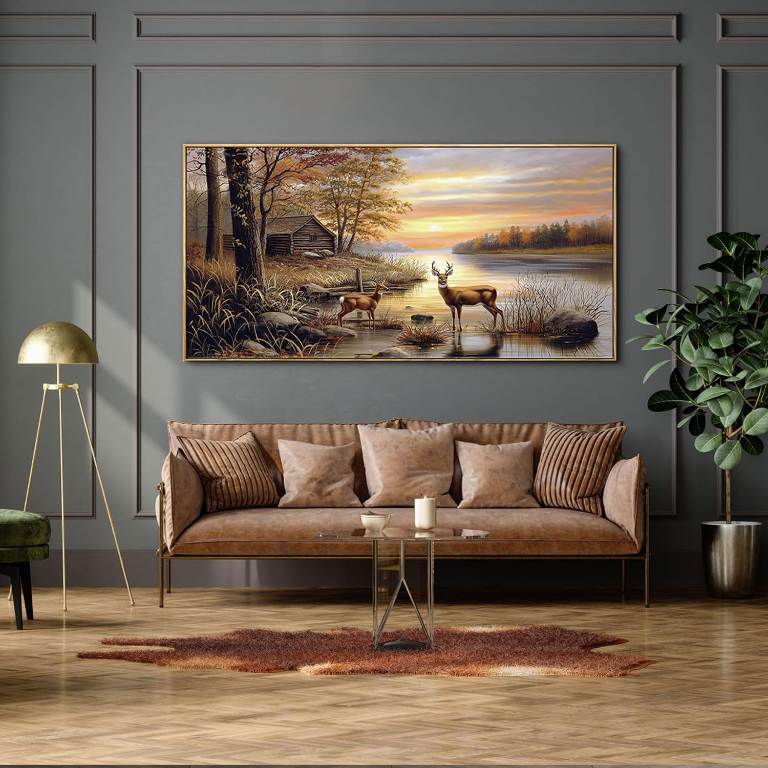 yiijeah Rustic Wall Art - Western Home Decor Cow Picture Extra Large Wall Decr Rustic Longhorn Living Room Bedroom Canvas Framed Artwork Farmhouse