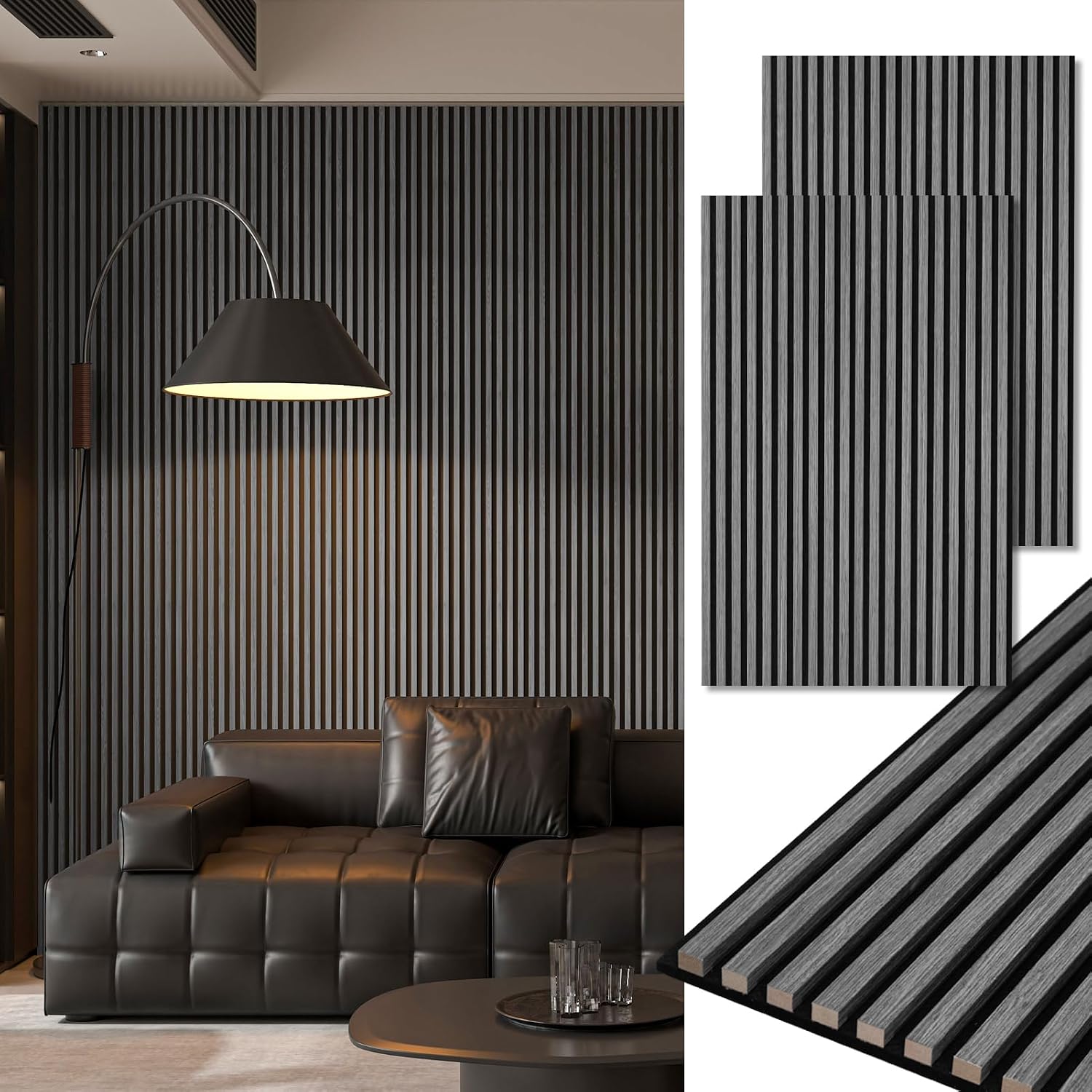 Art3d 2-Pack 108" x 12" Acoustic Wood Panels for Wall, Soundproof Wood Slat Panel for Wall and Ceiling