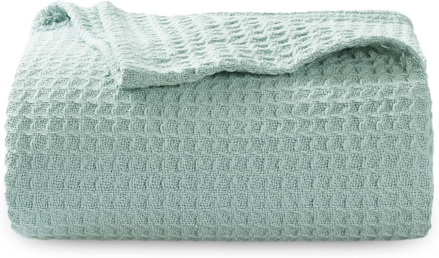 Bedsure 100% Cotton Blanket King Size for Bed - Cooling Breathable and Soft for Summer, Thick Cozy Waffle Weave Blanket Gifts for Women, White