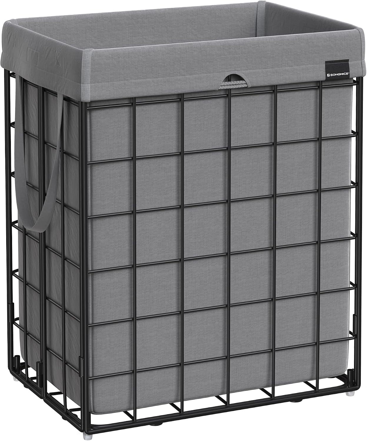SONGMICS Laundry Hamper, 23.8 Gal. (90L) Laundry Basket, Collapsible Clothes Hamper, Black and White ULCB190W01