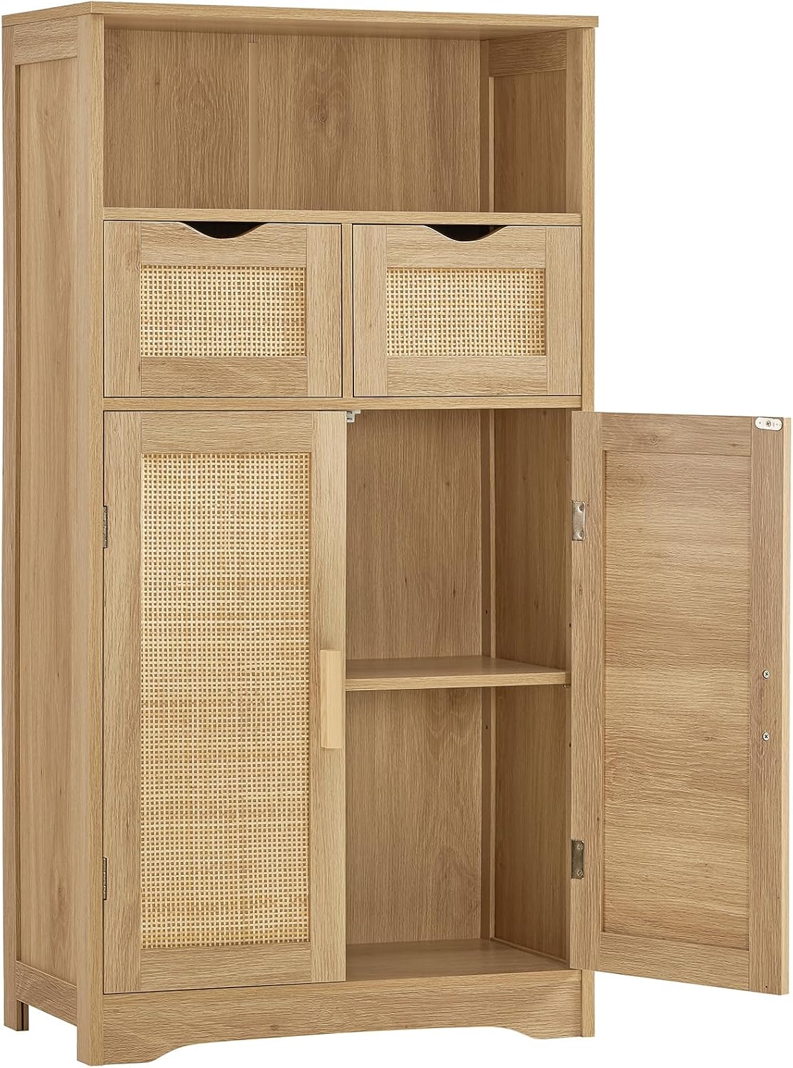Iwell Storage Cabinet with 2 Drawers and Adjustable Shelves, Cupboard, Floor Cabinet for Living Room, Home Office, Rustic Brown