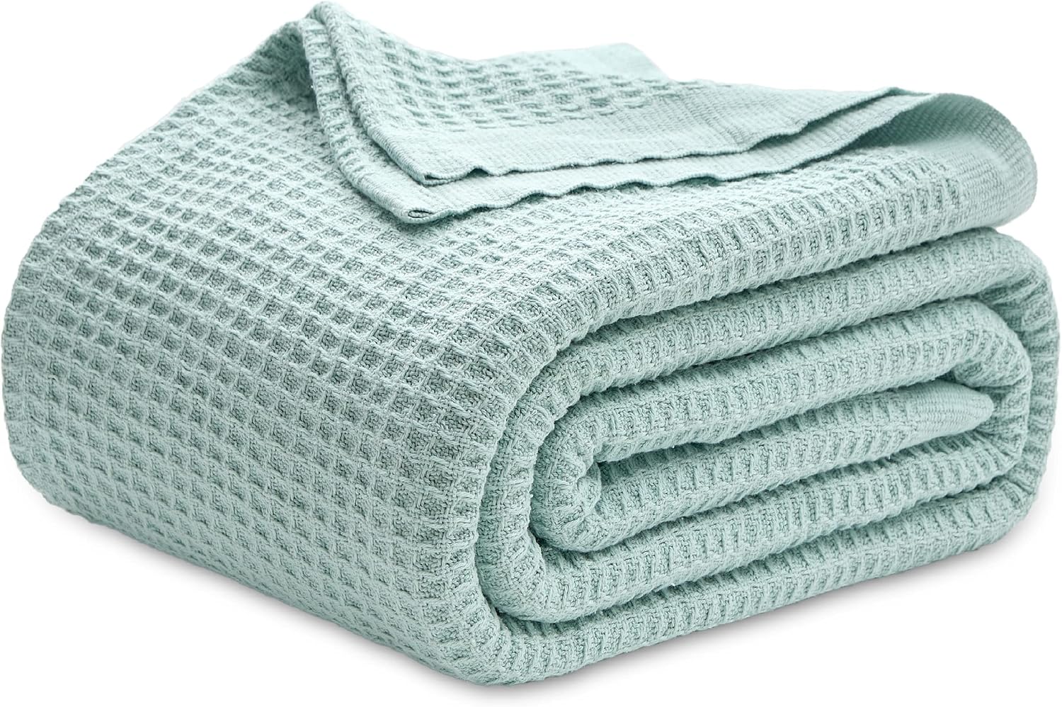 Bedsure 100% Cotton Blanket King Size for Bed - Cooling Breathable and Soft for Summer, Thick Cozy Waffle Weave Blanket Gifts for Women, White