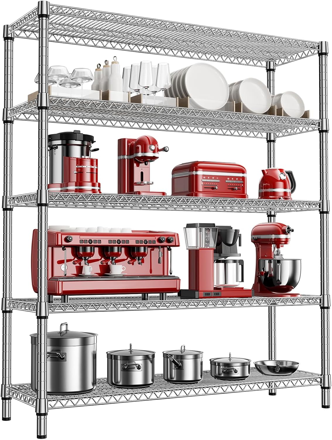 M MZG 750 lbs 3 Tier Shelf Metal Storage Shelves Wire Rack Closet Organizers with PP Board for Garage Kitchen Bathroom Laundry Chrome 11.8" D x 21.7"