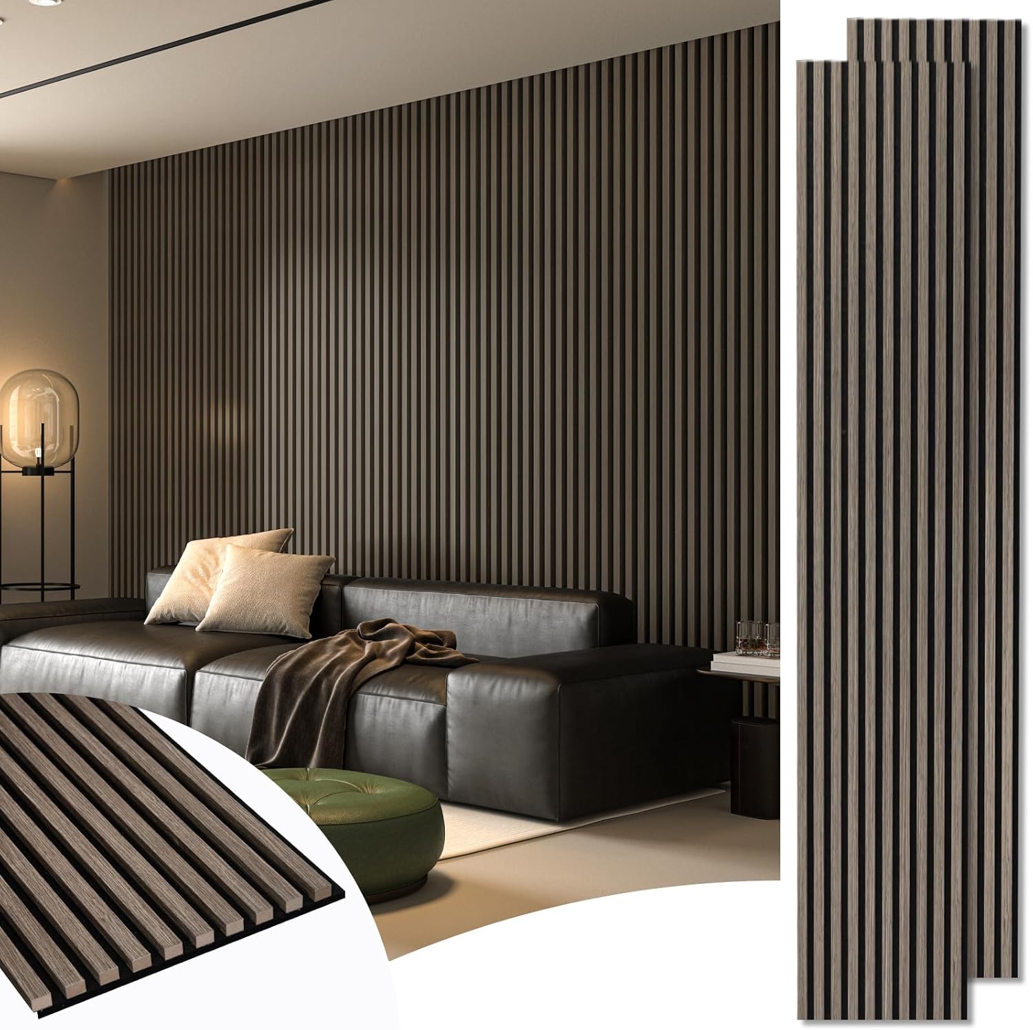 Art3d 2-Pack 108" x 12" Acoustic Wood Panels for Wall, Soundproof Wood Slat Panel for Wall and Ceiling