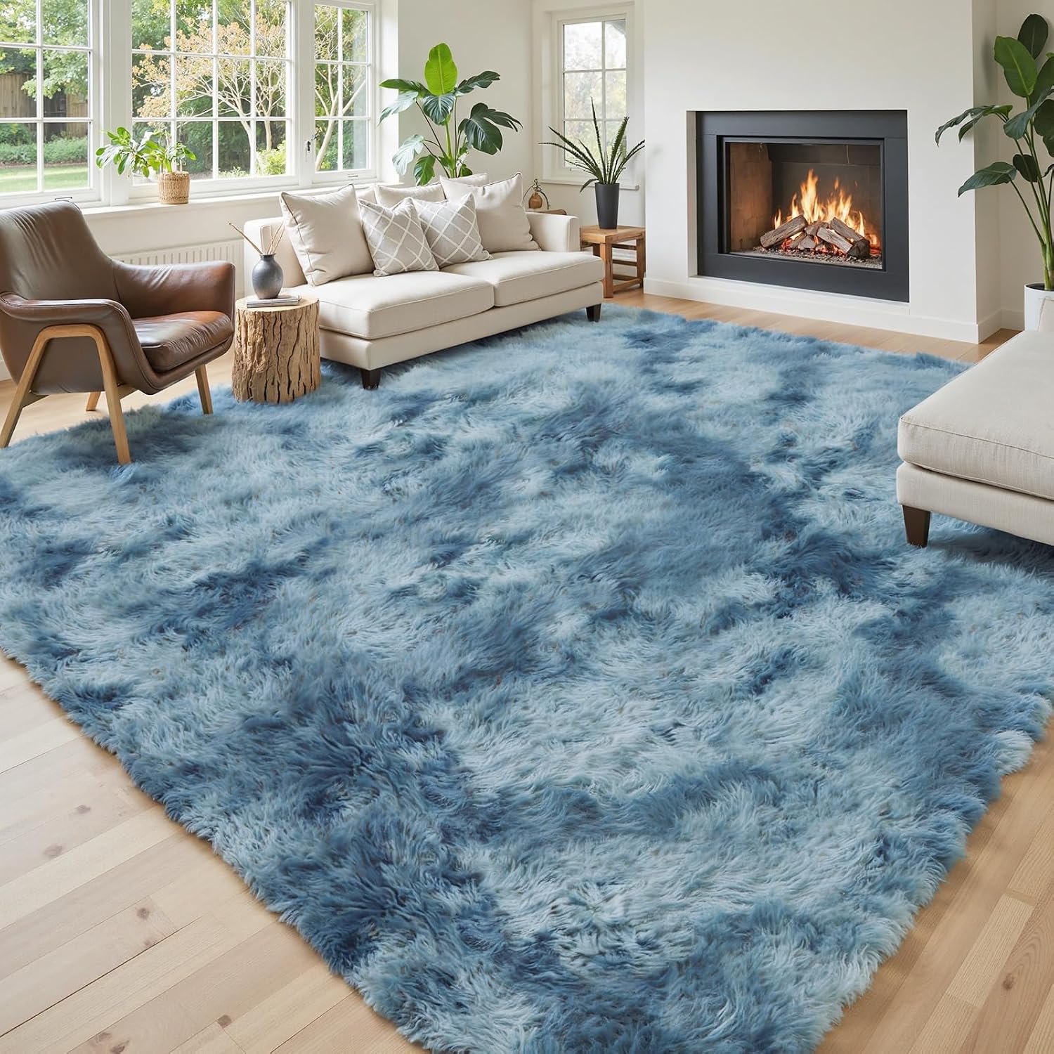 junhejiamei Area Rugs 9x12 Living Room, Large Area Rug Shaggy Carpet Soft Plush Furry Bedside Rug