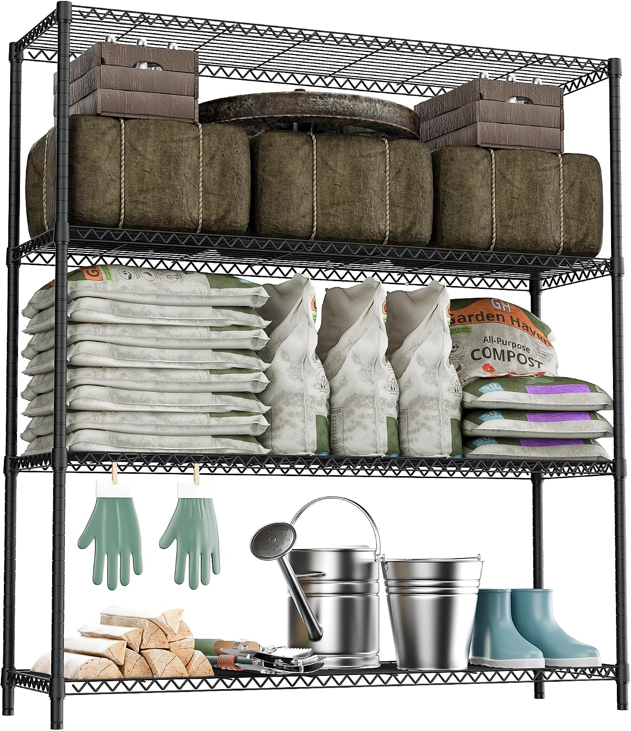 M MZG 5-Shelf Storage Shelves, Wire Shelving Heavy Duty Metal Storage Shelving Unit Adjustable Garage Shelving Rack Pantry Kitchen (Chrome, 5 Tier