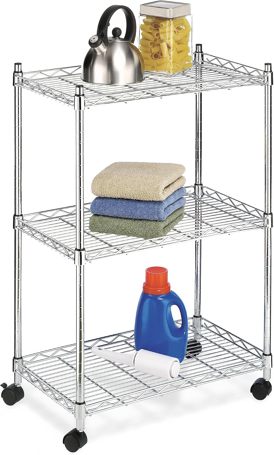 Whitmor 3-Wire Shelving Unit, Metal Storage Shelves, Easy Assembly Home Organizer for Pantry, Kitchen, Garage, Plant