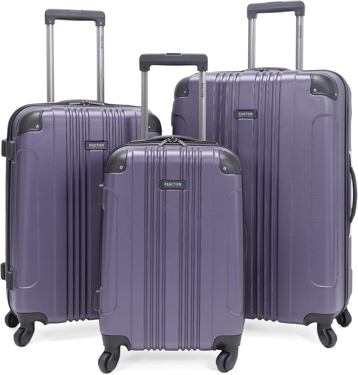Kenneth Cole REACTION Out of Bounds Lightweight Hardshell 4-Wheel Spinner Luggage, Charcoal, 24-Inch Checked
