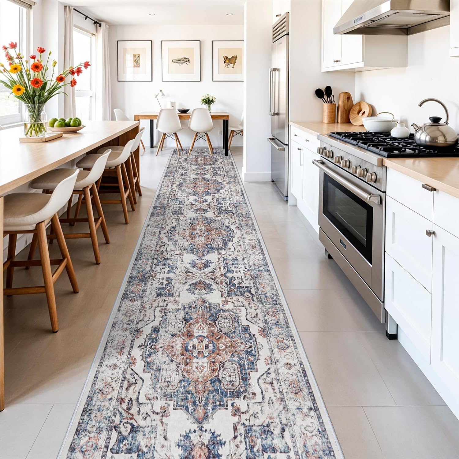 HY HAO YUN LAI Washable Large 9x12 Area Rug: Living Room Oriental Non Slip Soft Rugs Indoor Low Pile Stain Resistant Carpet for Bedroom Dining Room