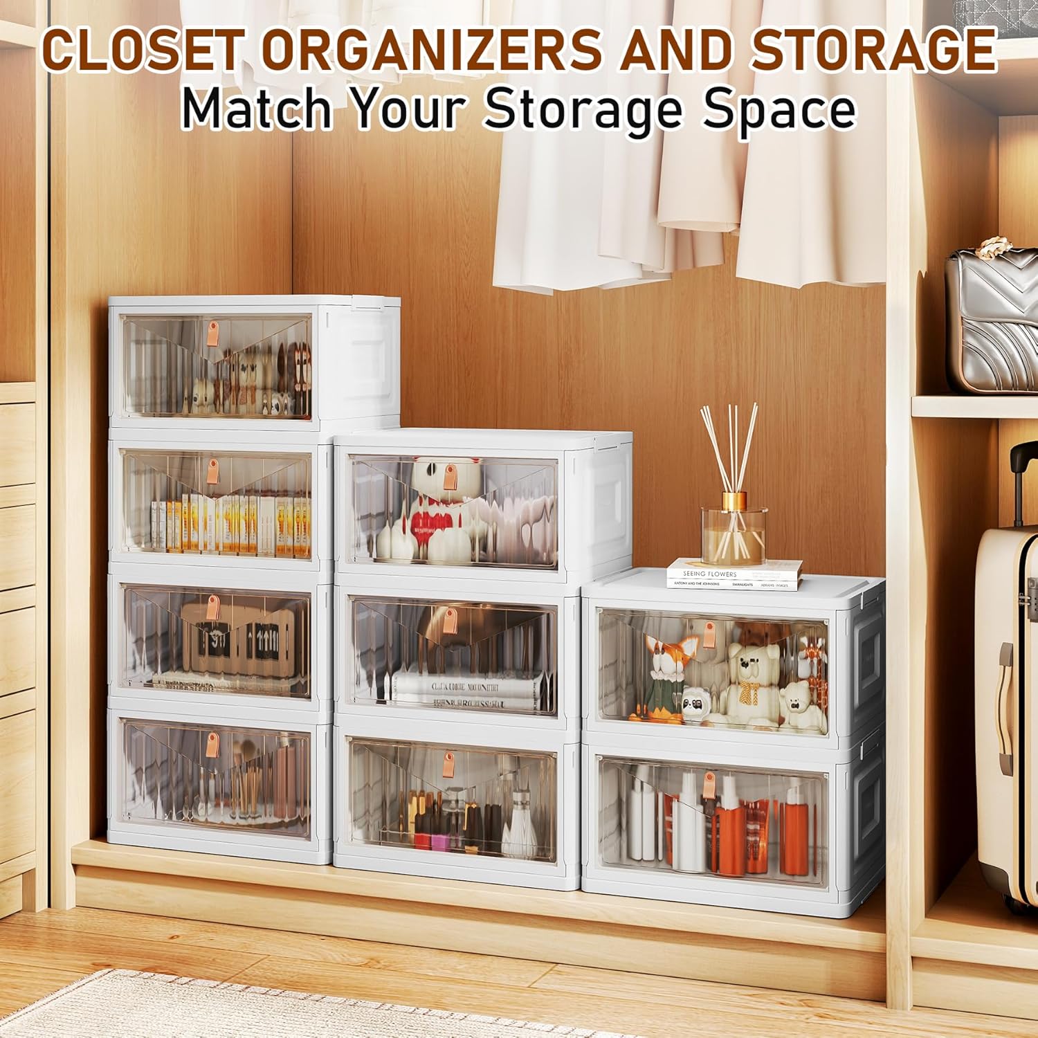 Wise Oannes Closet Organizers and storage, Storage cabinet with Wheels, Stackable Storage Bins with Wheels