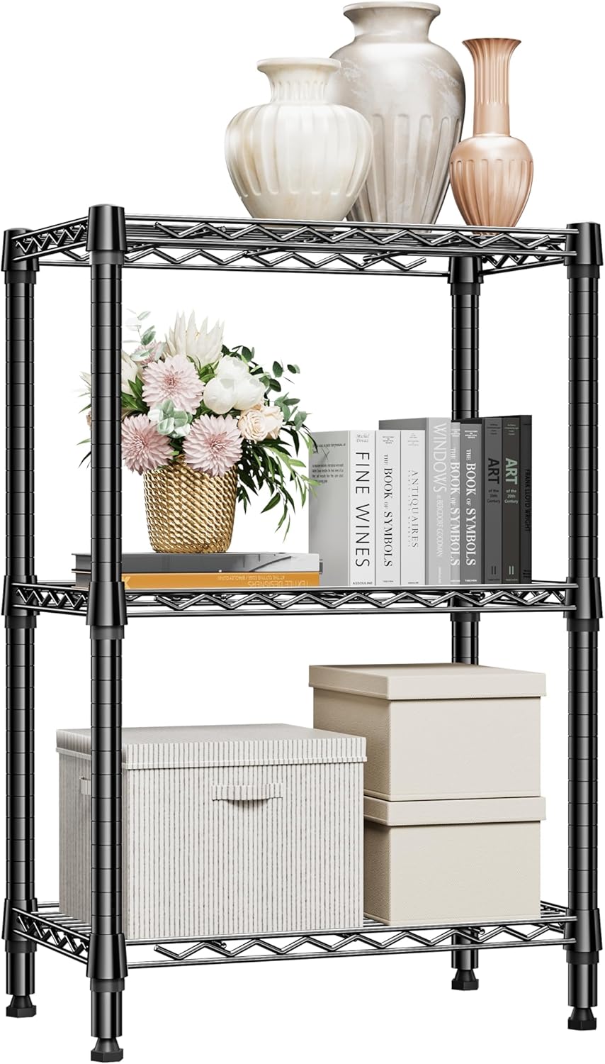 M MZG 1250 lbs 5 Tier Shelf Metal Storage Shelves Wire Rack Closet Organizers with Wheel for Garage Kitchen Bathroom Laundry Chrome 13.7" D x 23.6" W