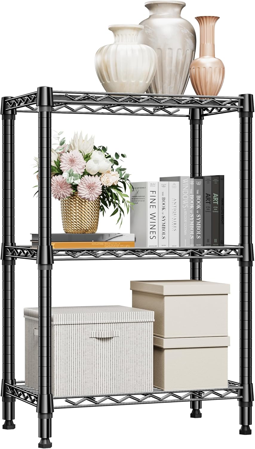 M MZG 5-Shelf Storage Shelves, Wire Shelving Heavy Duty Metal Storage Shelving Unit Adjustable Garage Shelving Rack Pantry Kitchen (Chrome, 4 Tier