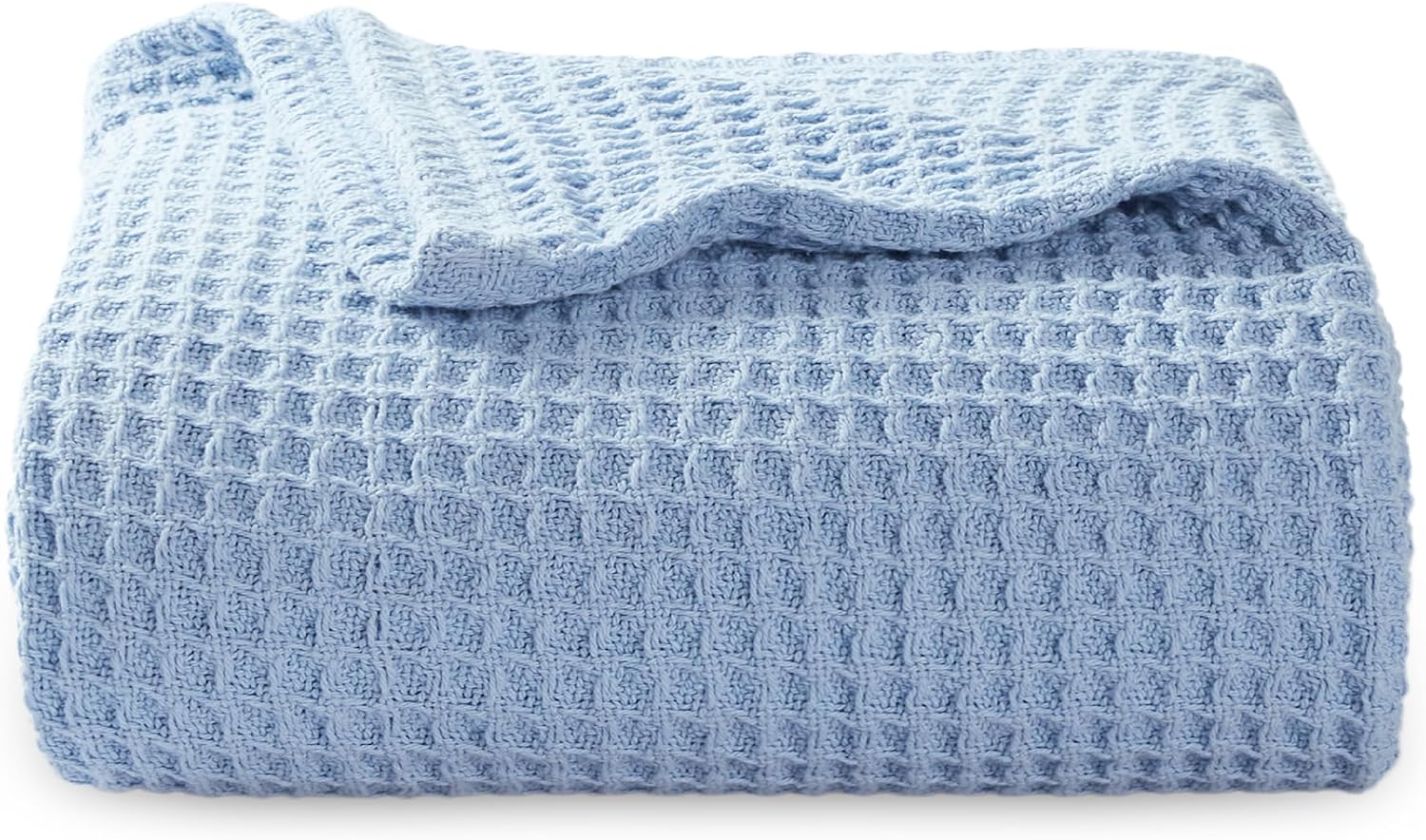 Bedsure 100% Cotton Blanket King Size for Bed - Cooling Breathable and Soft for Summer, Thick Cozy Waffle Weave Blanket Gifts for Women, White