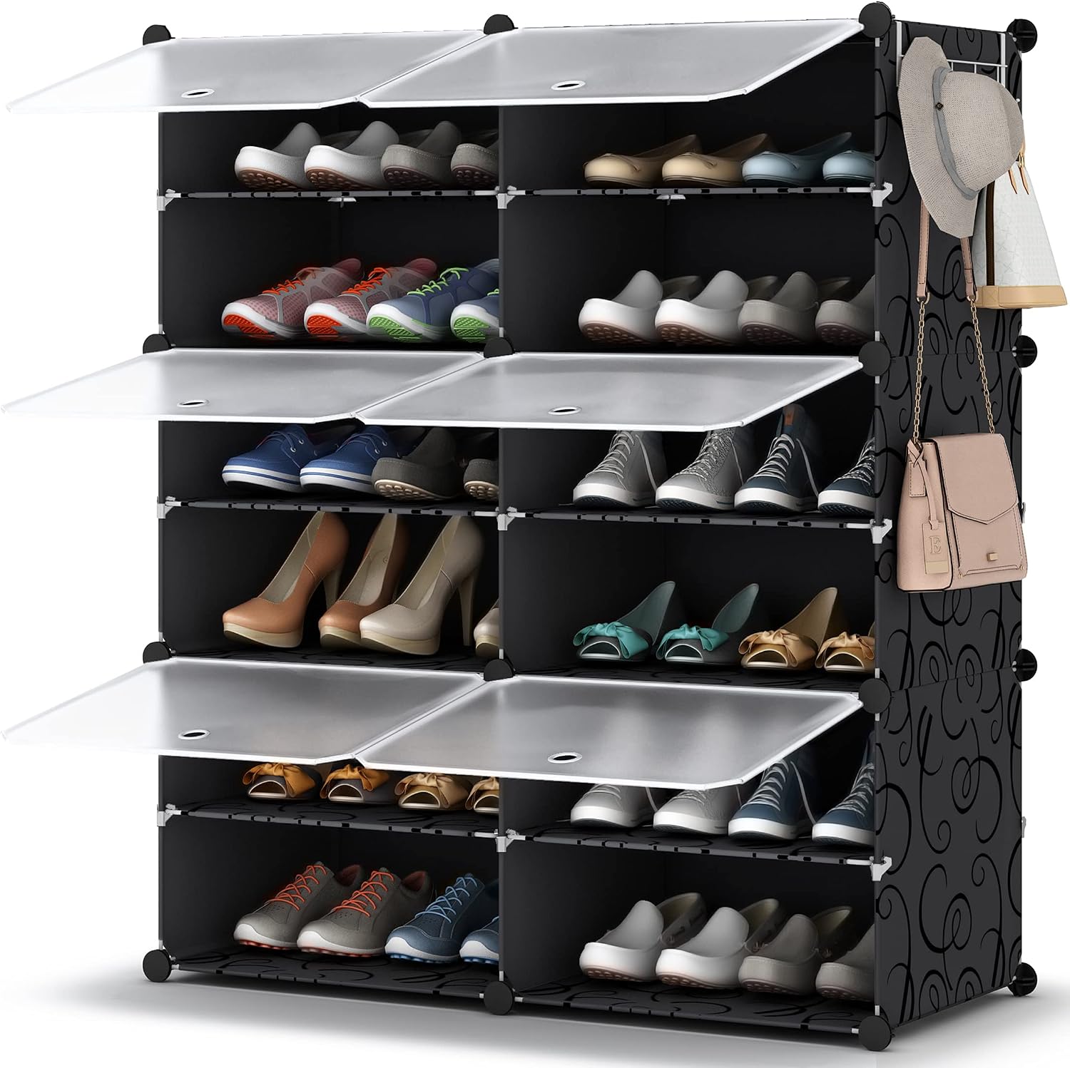 HOMIDEC Shoe Rack, 8 Tier Shoe Storage Cabinet 32 Pair Plastic Shoe Shelves Organizer for Closet Hallway Bedroom Entryway