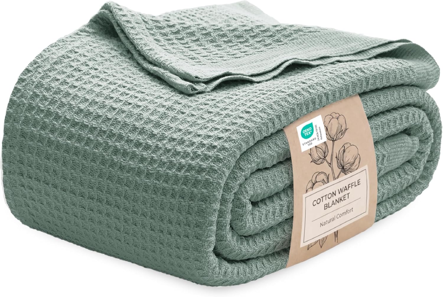 Bedsure 100% Cotton Blanket King Size for Bed - Cooling Breathable and Soft for Summer, Thick Cozy Waffle Weave Blanket Gifts for Women, White