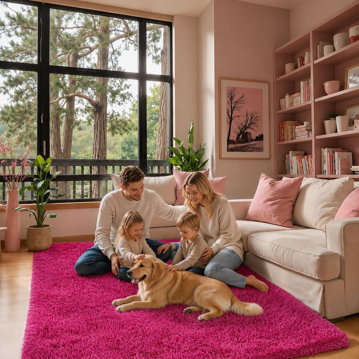 junhejiamei Area Rugs 9x12 Living Room, Large Area Rug Shaggy Carpet Soft Plush Furry Bedside Rug