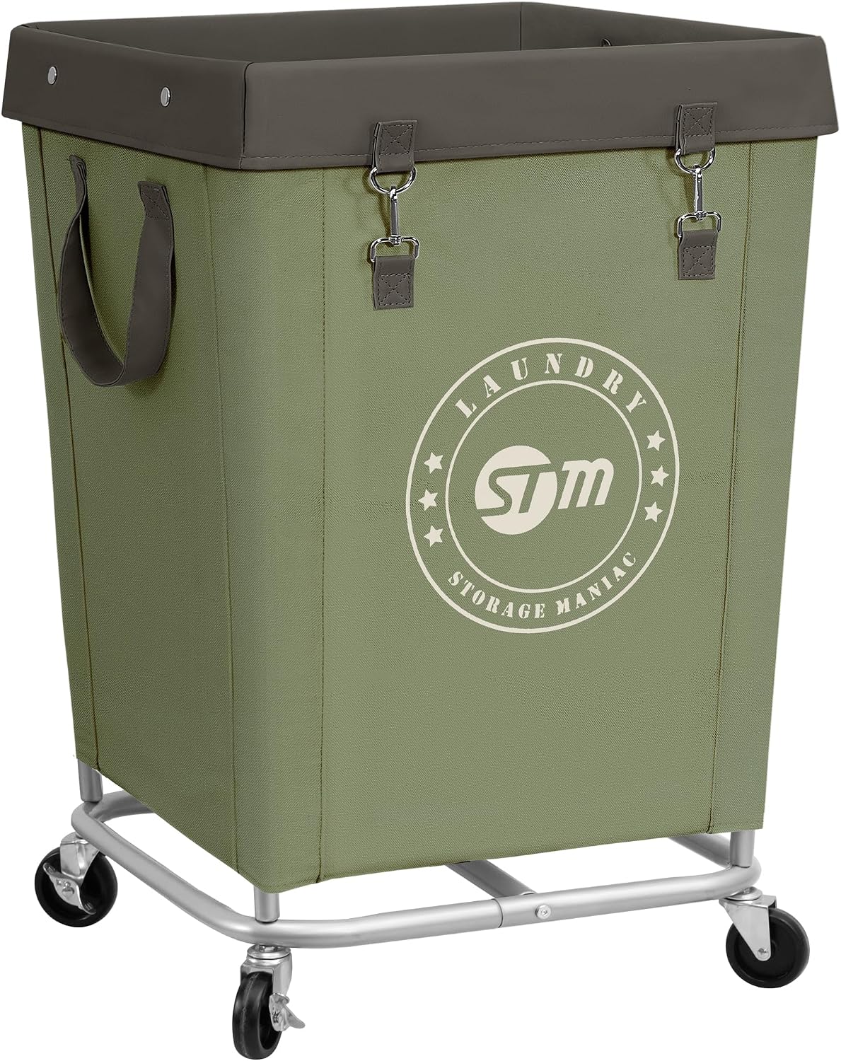 STORAGE MANIAC Commercial Laundry Hamper with Heavy Duty Steel Frame, 160 L Industrial Clothes Basket Cart with Wheels for Big Family, Home, Hotel