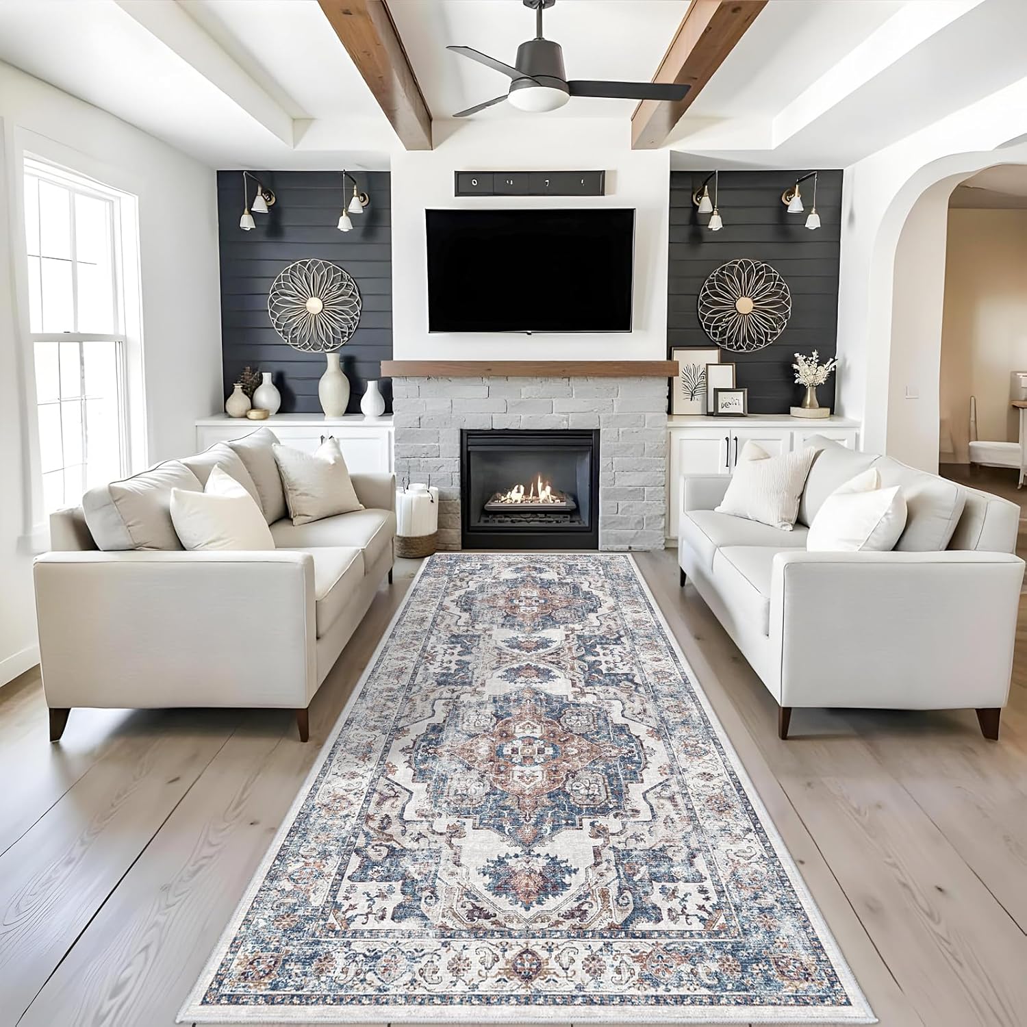 HY HAO YUN LAI Washable Large 9x12 Area Rug: Living Room Oriental Non Slip Soft Rugs Indoor Low Pile Stain Resistant Carpet for Bedroom Dining Room