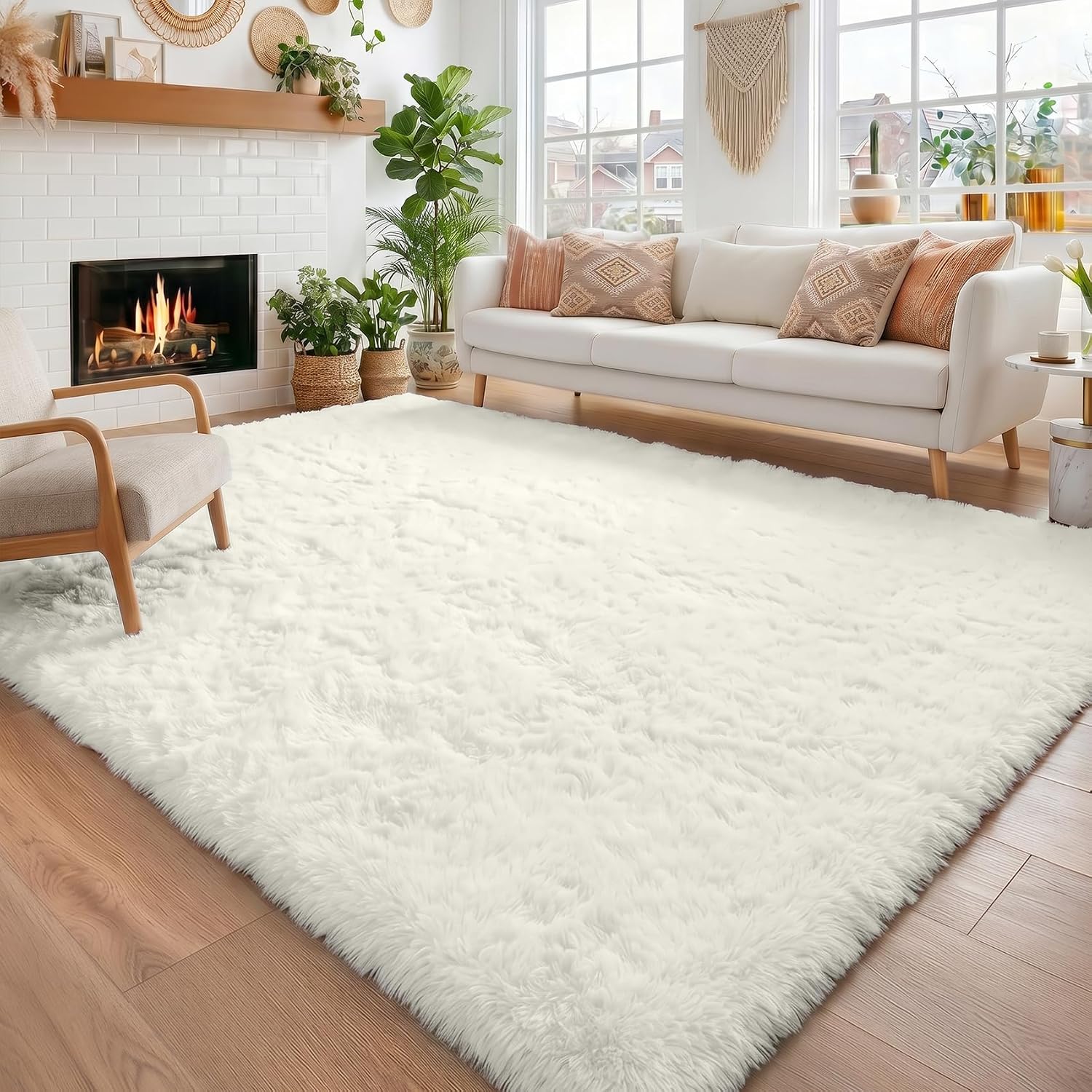 Amdrebio Grass Green Rugs for Living Room Bedroom Decor Aesthetic, 9x12 Large Fluffy Shag Area Rug for Kids Room Baby Nursery Teen Girls Boys